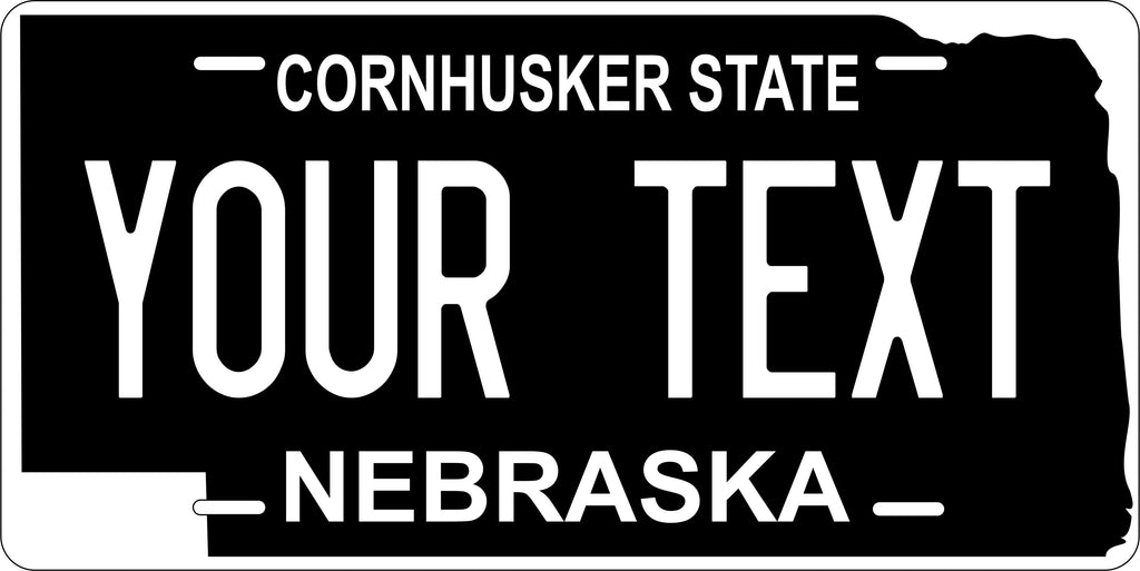 Nebraska Shape Black License Plate Personalized Novelty Fun Car Bike Motorcycle