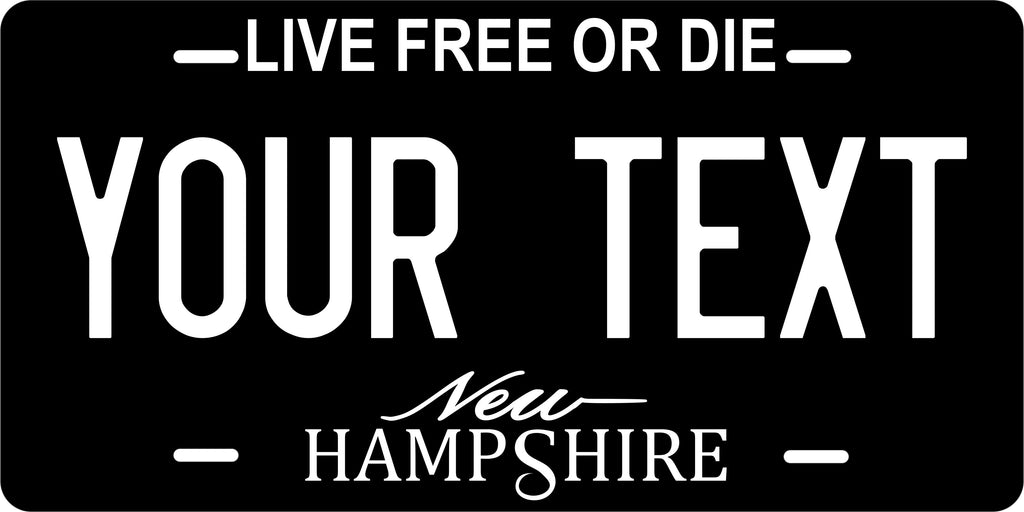 New Hampshire Black License Plate Personalized Novelty Fun Car Bike Motorcycle