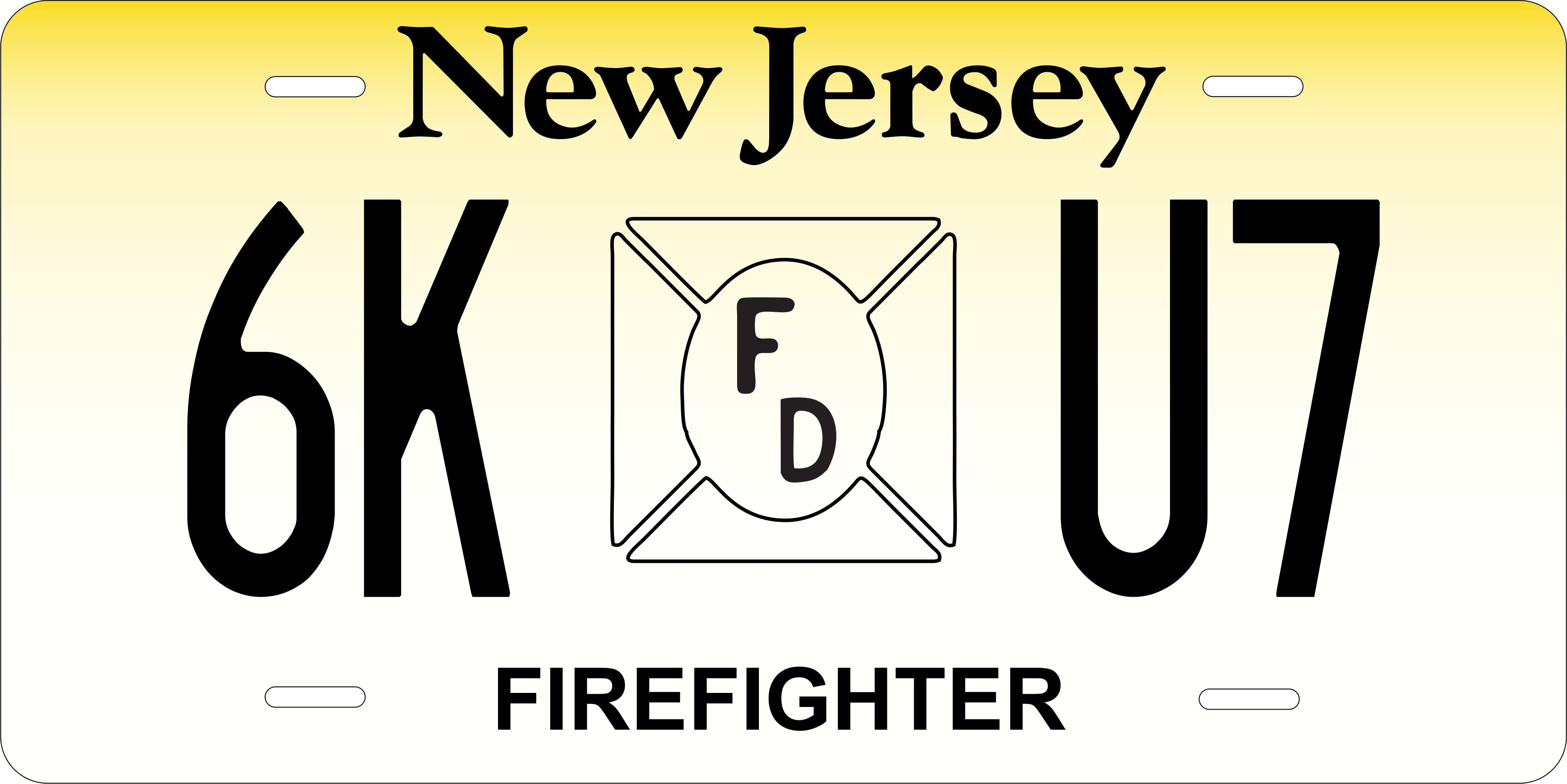 New Jersey Firefighter Yellow License Plate Personalized Novelty Fun Car Bike Motorcycle