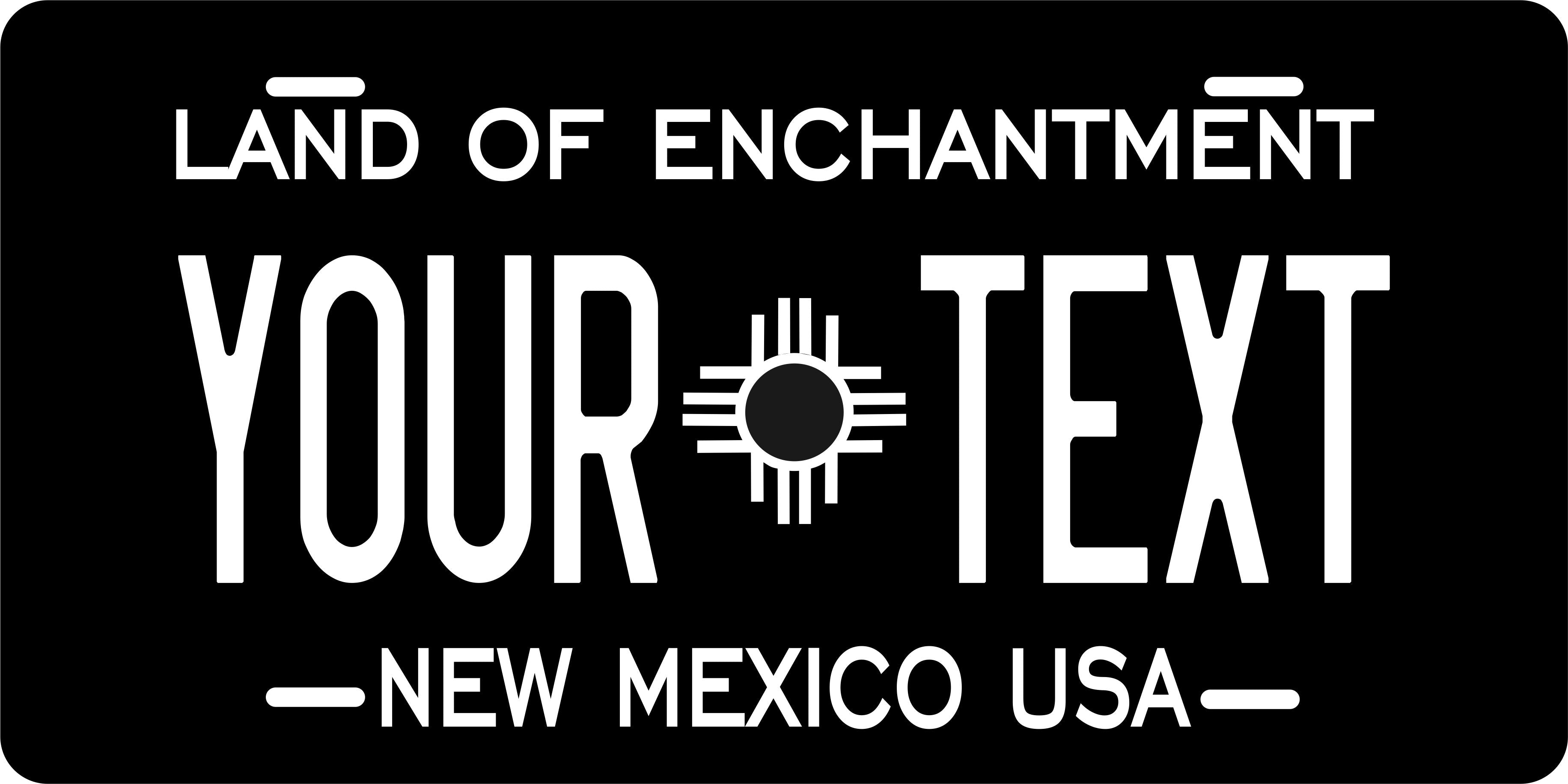 New Mexico State Black White ver2 License Plate Personalized Novelty Fun Car Bike Motorcycle