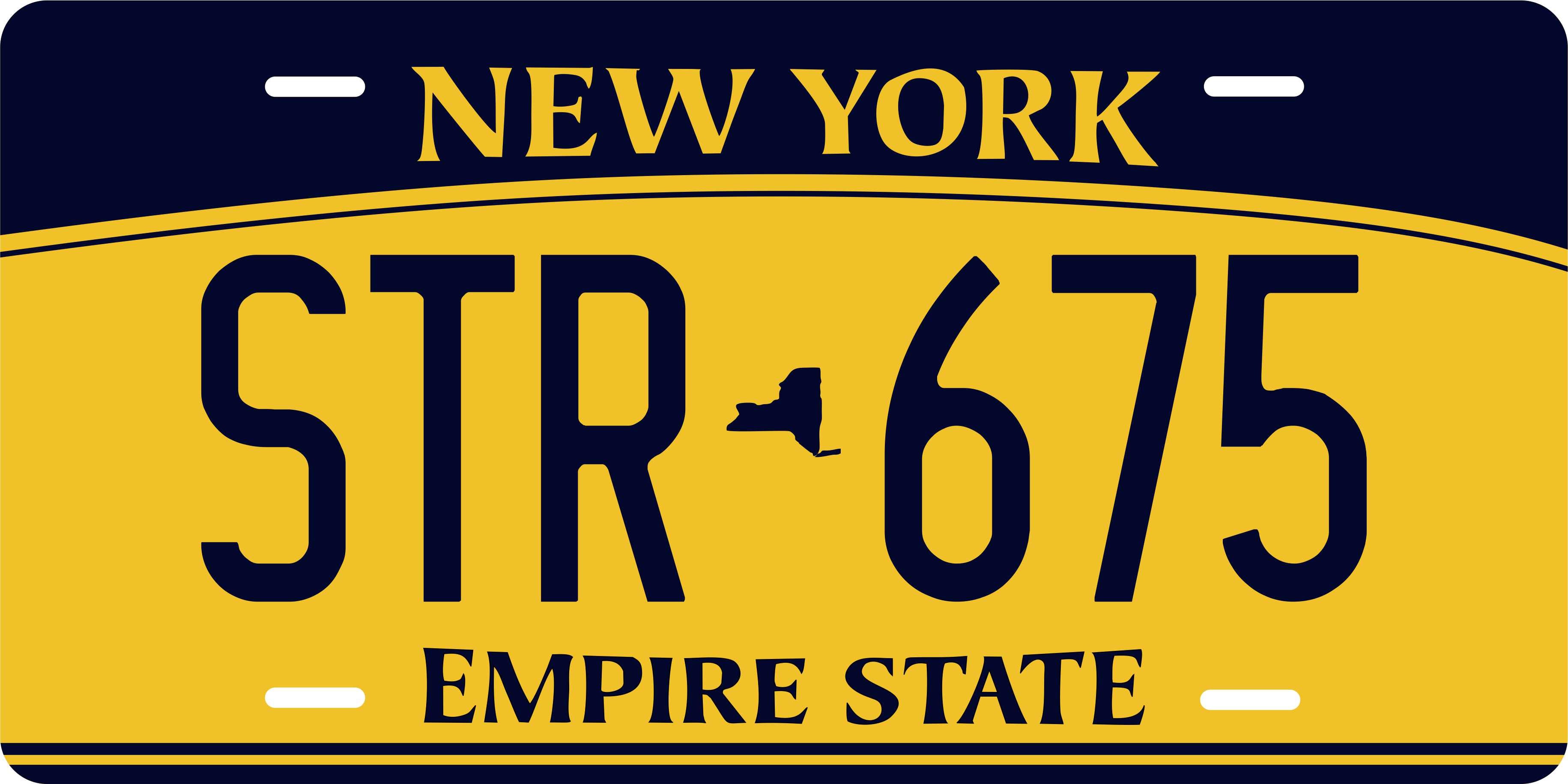 New York Blue and Yellow License Plate Custom Novelty Fun Car Bike Motorcycle