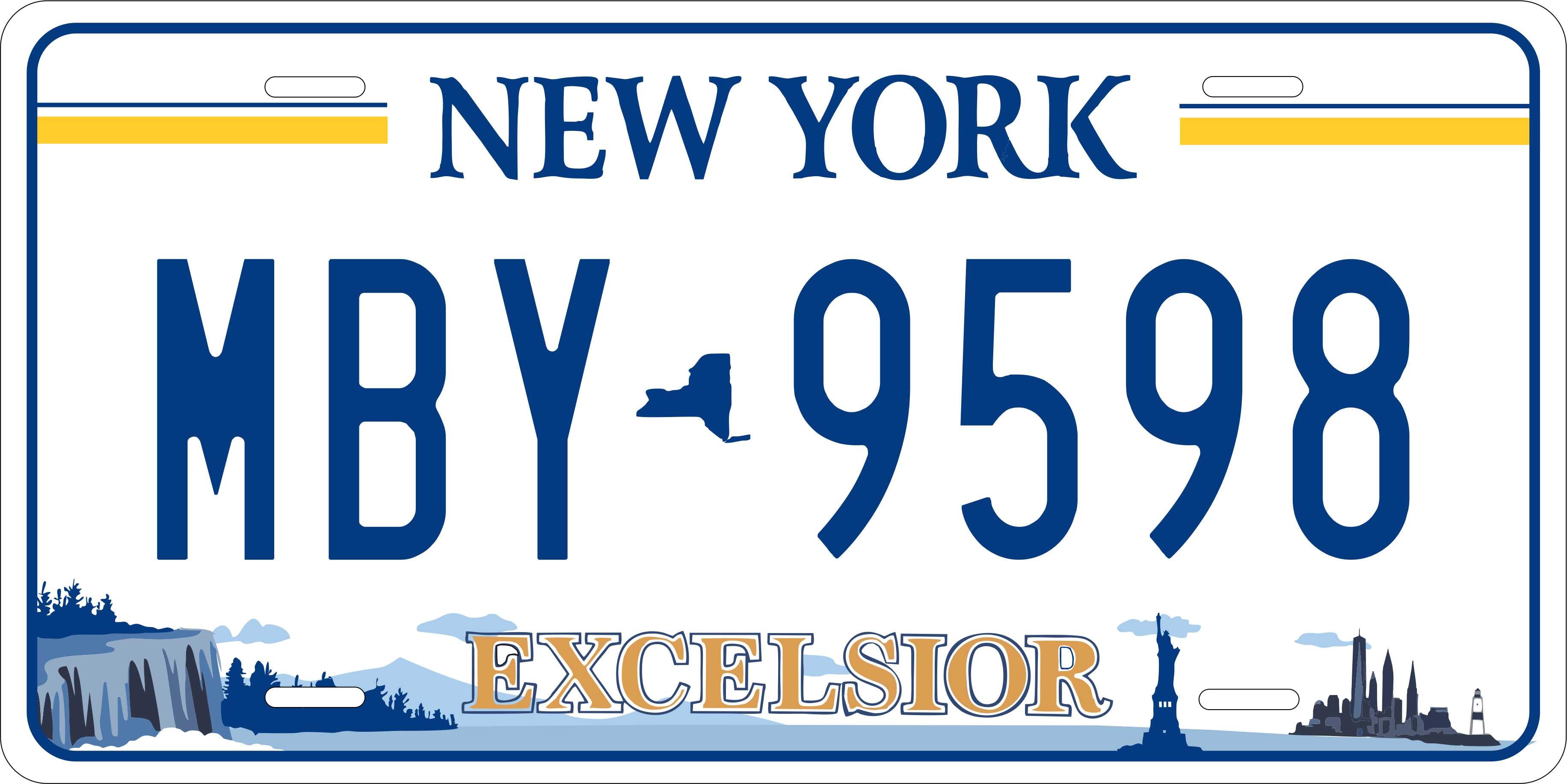 New York White Excelsior License Plate Custom Novelty Fun Car Bike Motorcycle