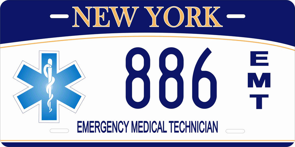 New York EMT Blue License Plate Personalized Novelty Fun Car Bike Motorcycle