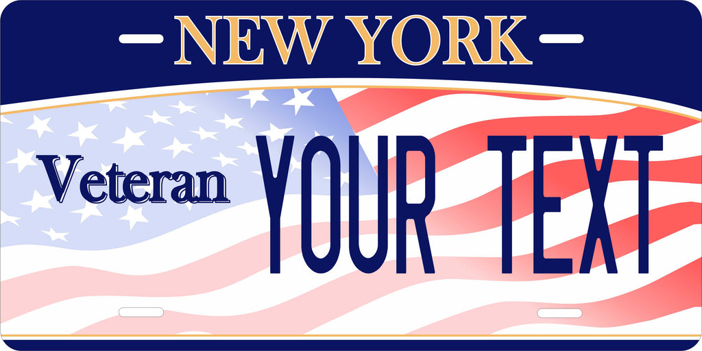 New York Flag Veteran Military License Plate Personalized Novelty Fun Car Bike Motorcycle