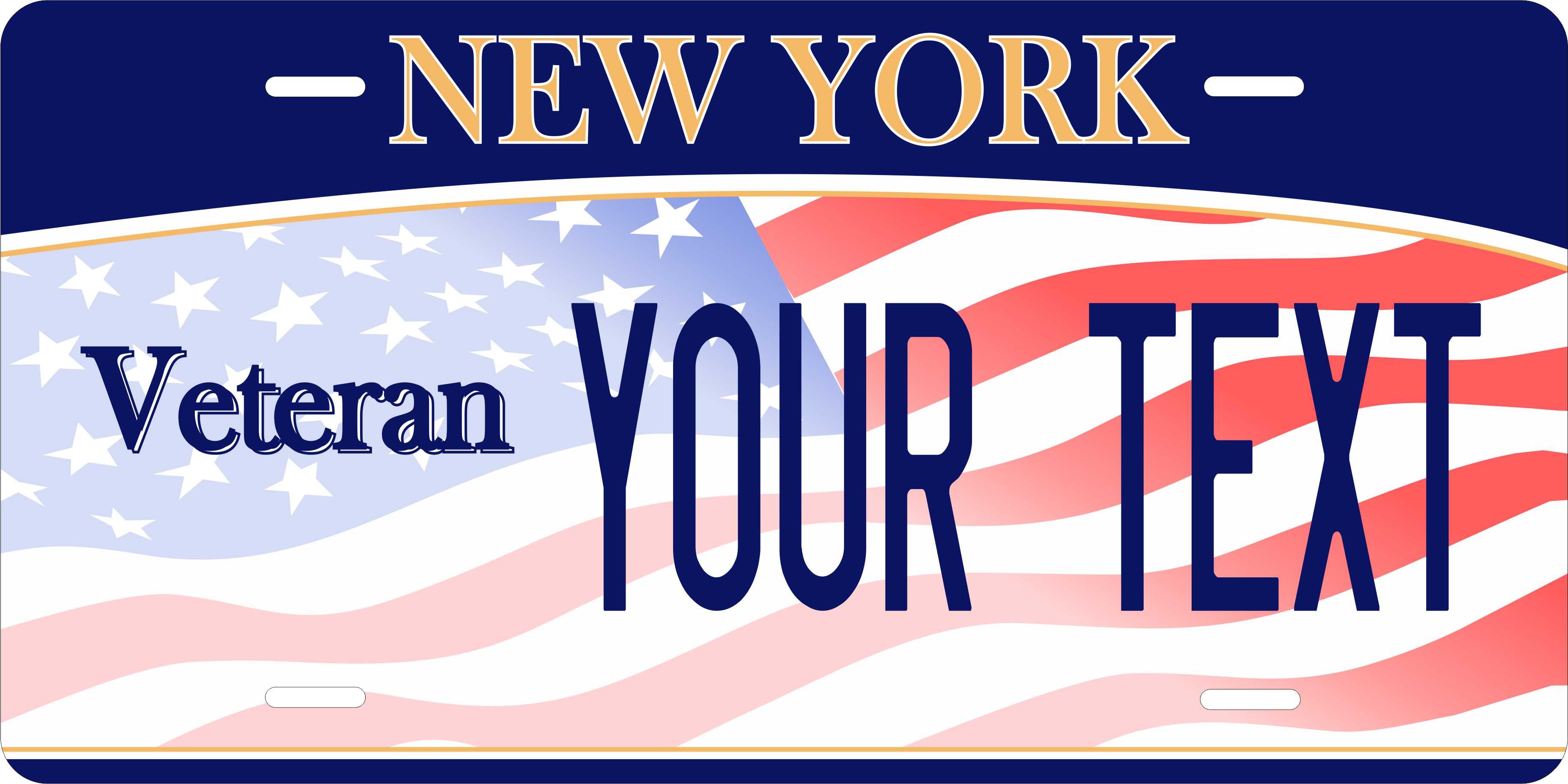 New York Flag Veteran License Plate Personalized Novelty Fun Car Bike Motorcycle