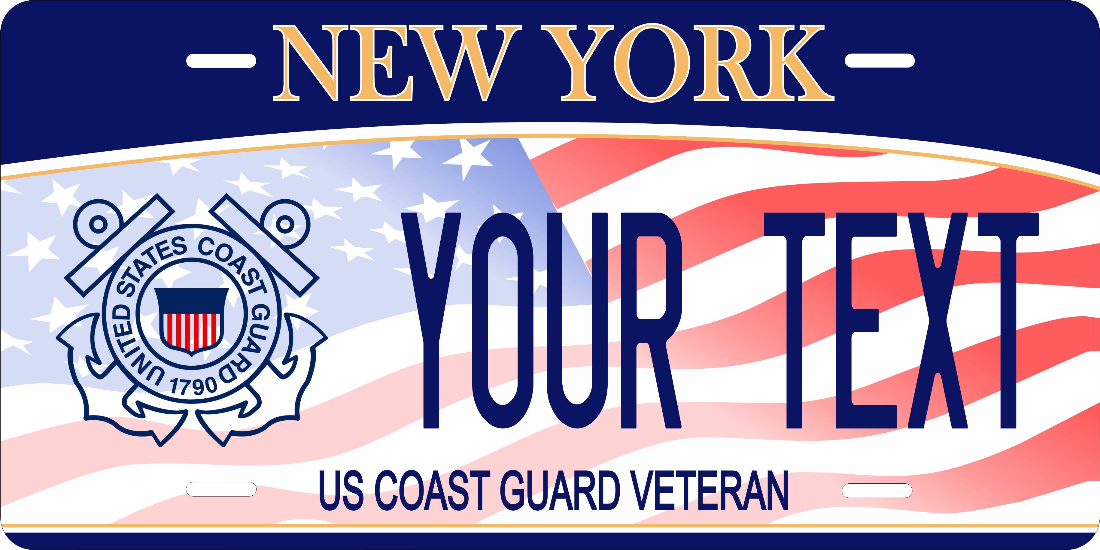 New York Coast Guard Veteran Military License Plate personalized Novelty Fun Car Bike Motorcycle