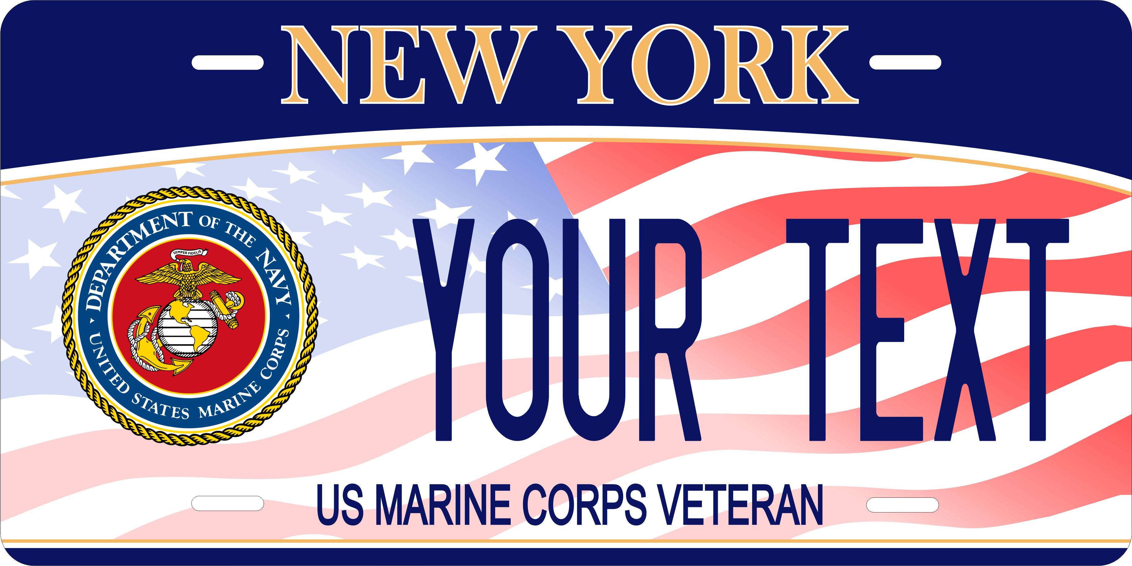 New York Marine Veteran Military License Plate personalized Novelty Fun Car Bike Motorcycle
