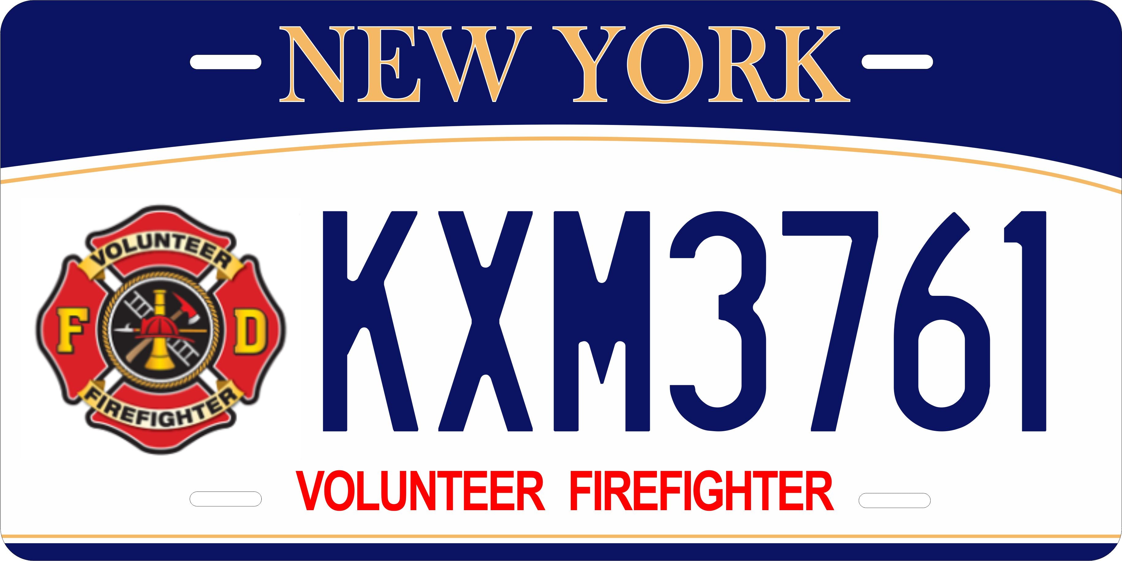New York Volunteer Firefighter Fire Military Association License Plate personalized Novelty Fun Car Bike Motorcycle