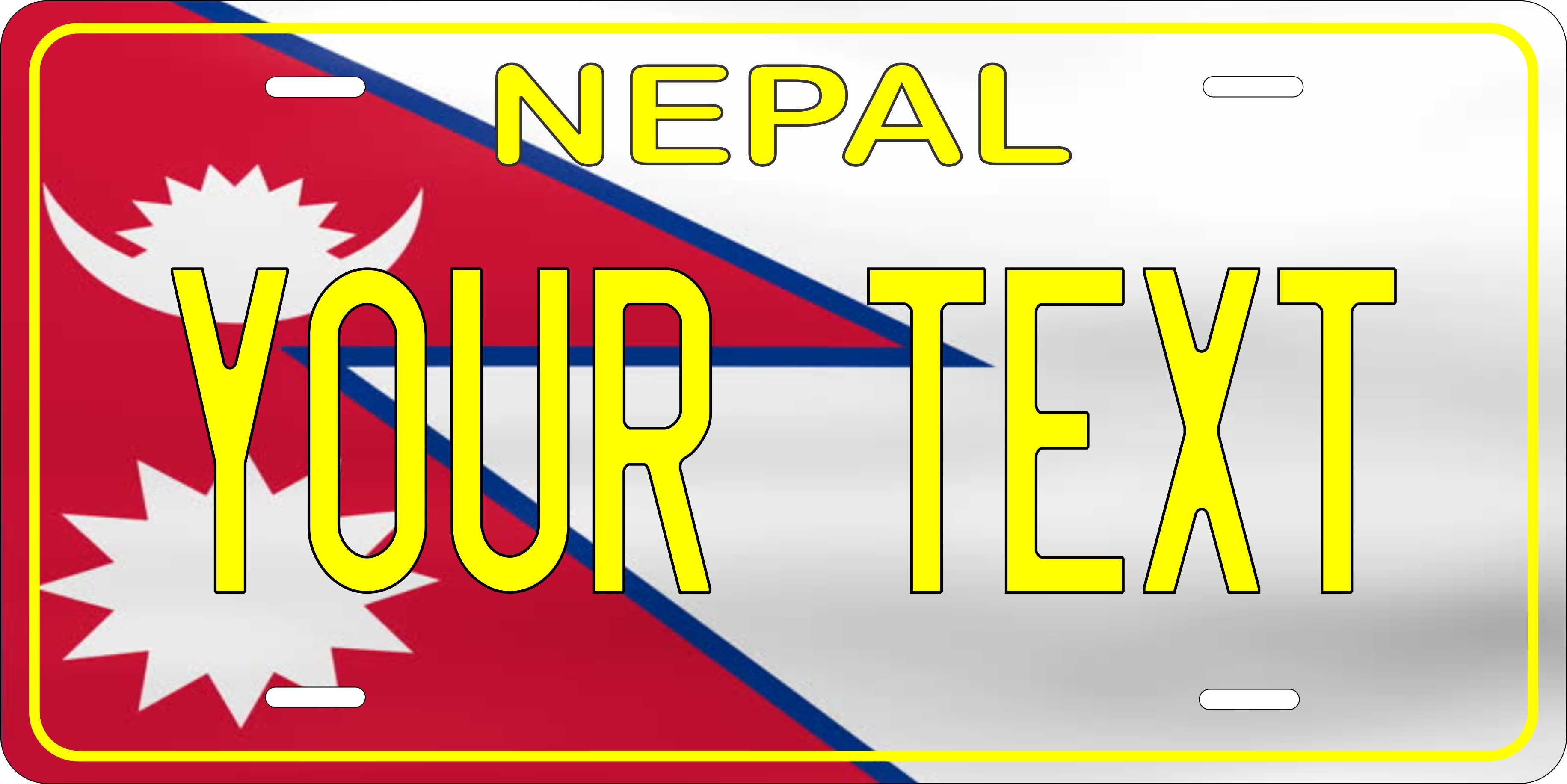 Nepal Asia Flag Wave License Plate personalized Novelty Fun Car Bike Motorcycle