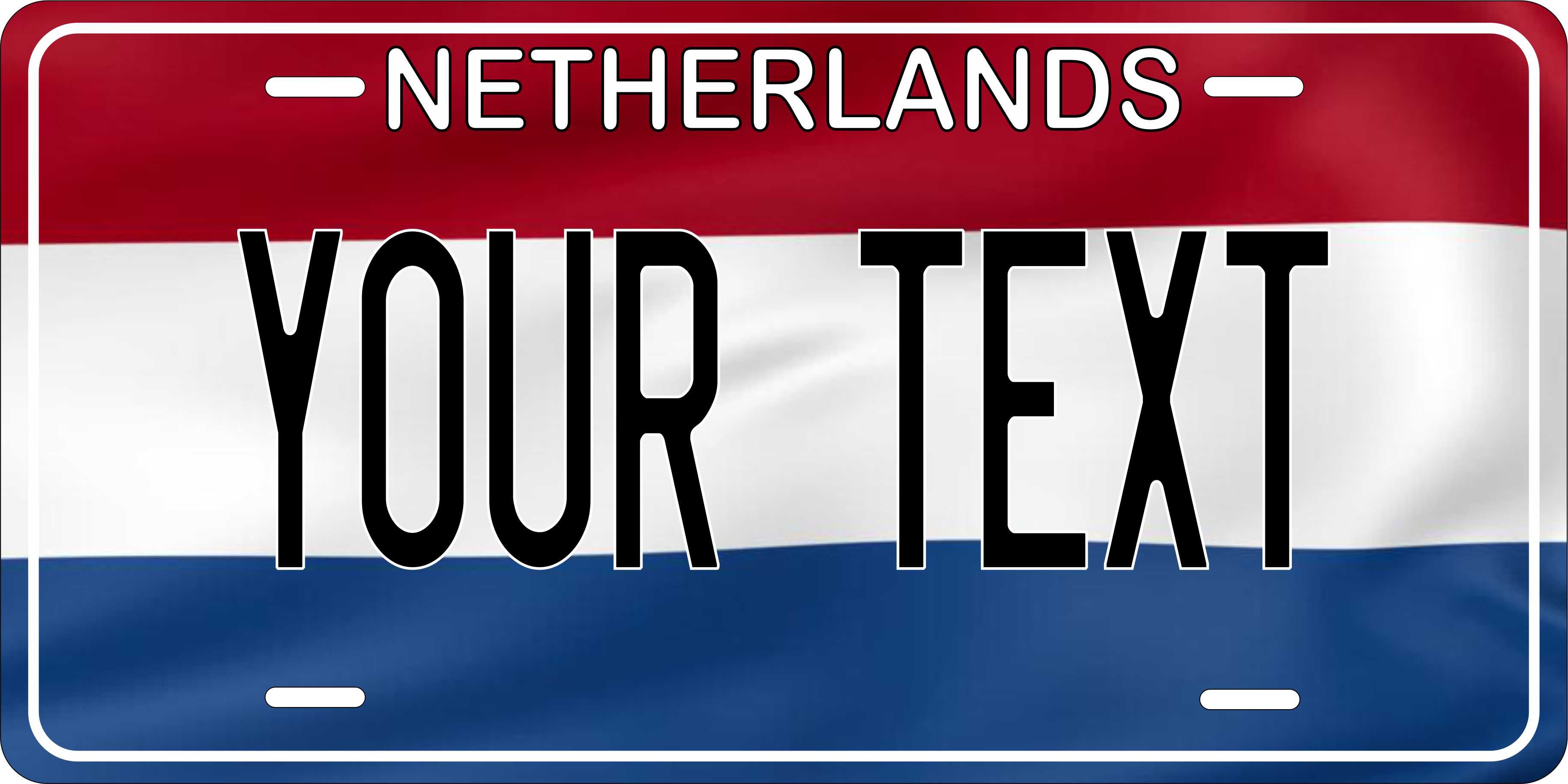 Netherlands Europe Flag Wave License Plate personalized Novelty Fun Car Bike Motorcycle