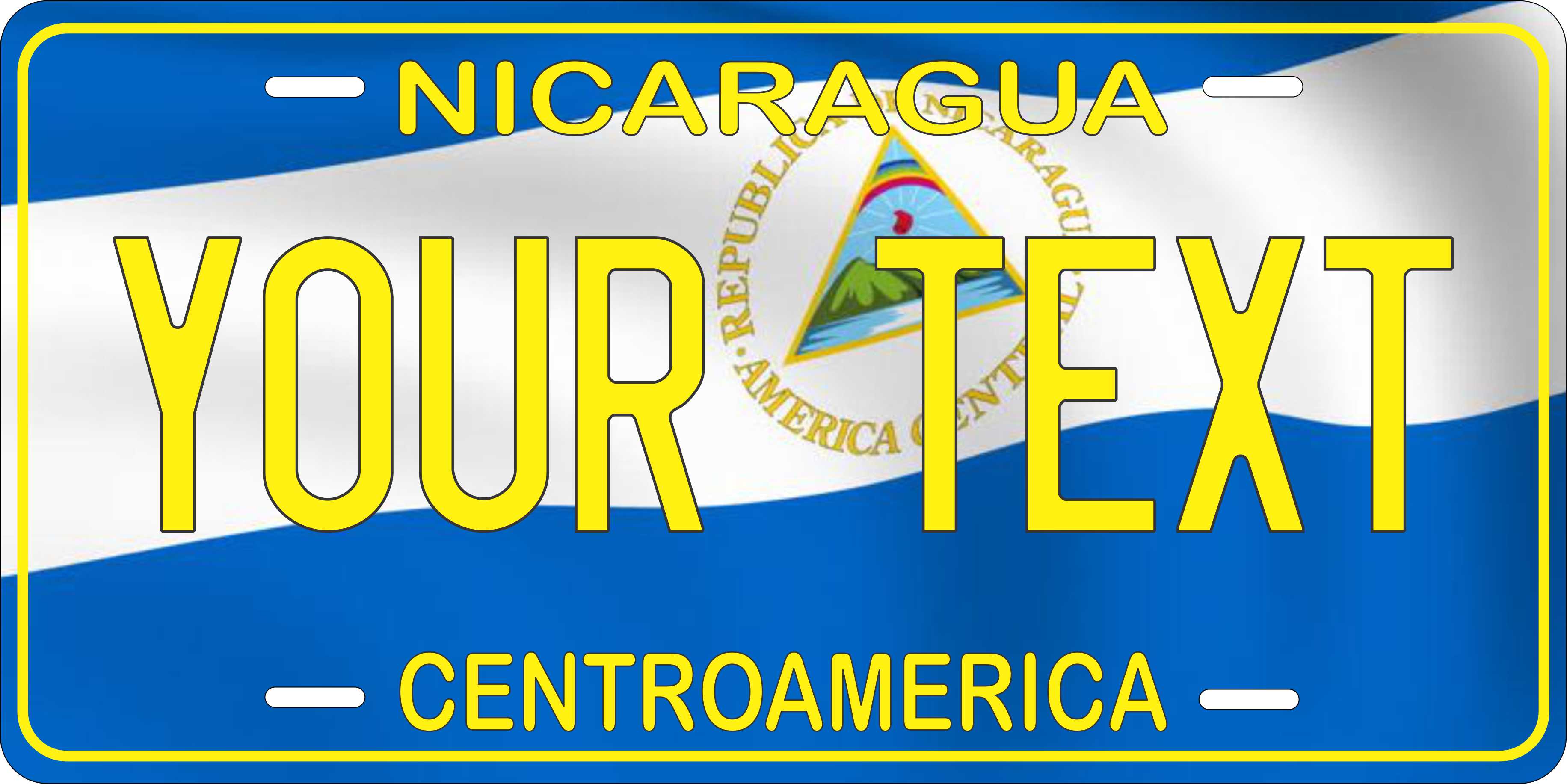 Nicaragua Flag Wave CSA License Plate Custom Novelty Car Bike Motorcycle