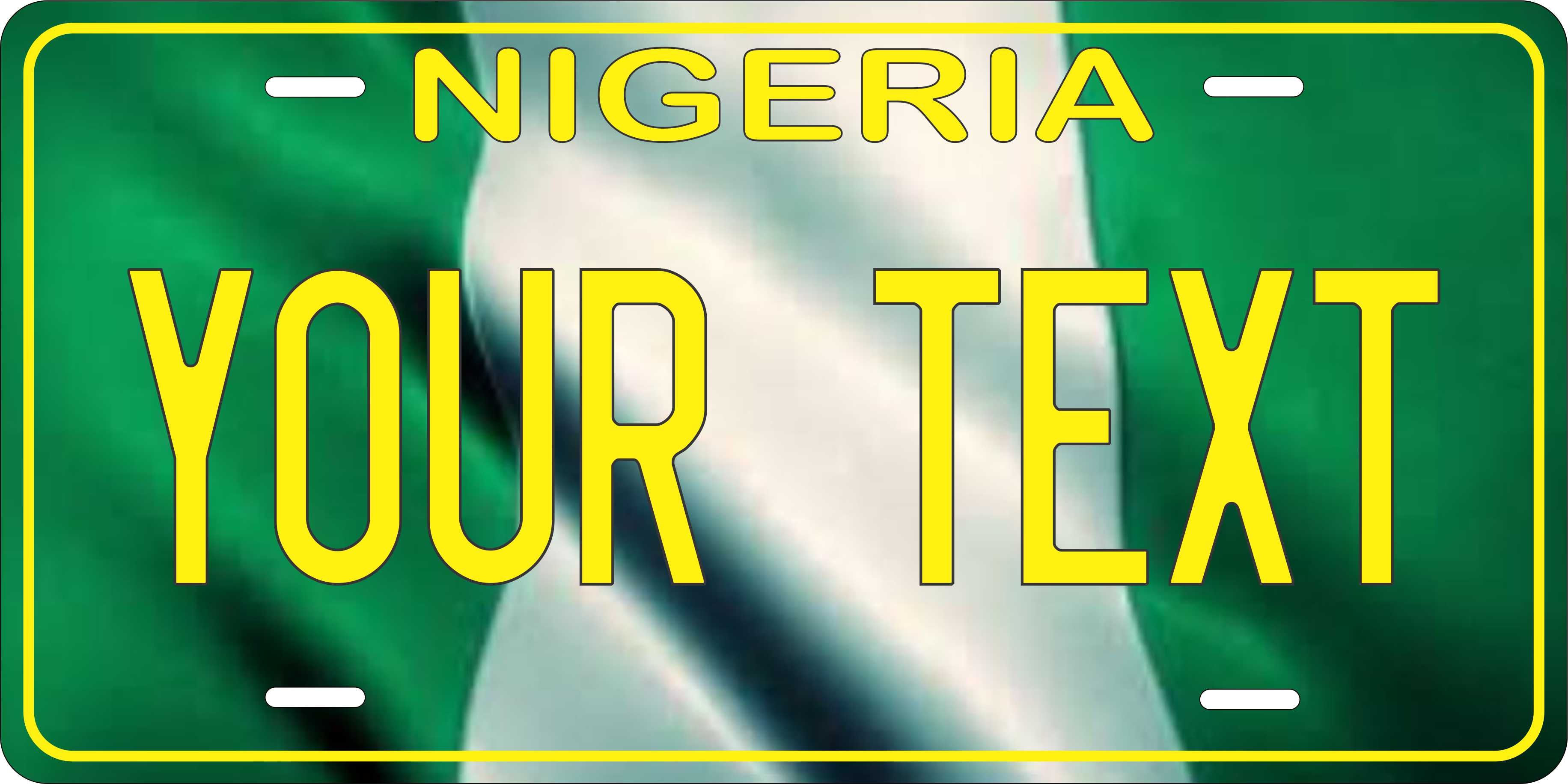 Nigeria Africa Flag Wave License Plate personalized Novelty Fun Car Bike Motorcycle