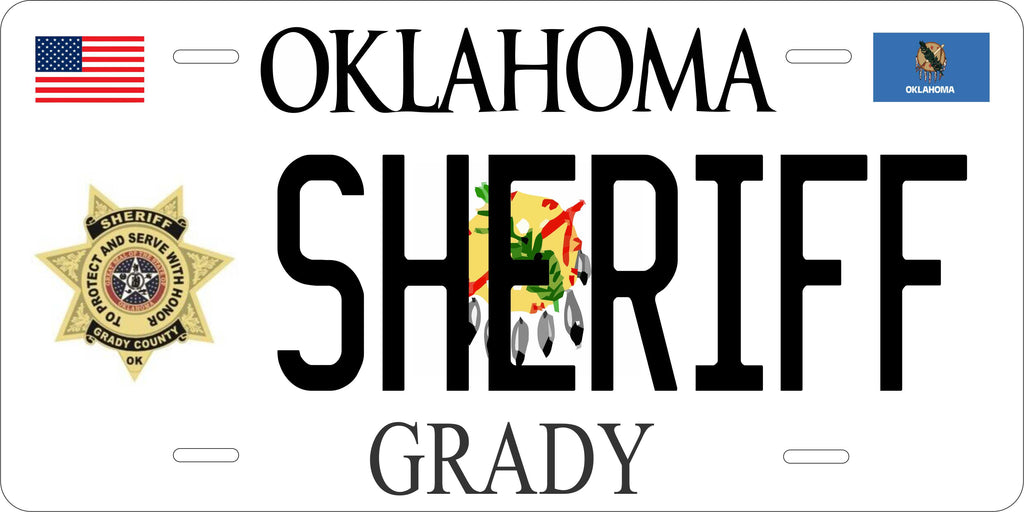 Oklahoma Sheriff Badge License Plate Yellow personalized Novelty Fun Car Bike Motorcycle