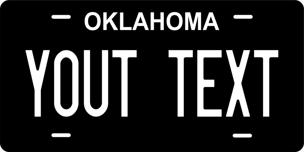 Oklahoma Black White License Plate Personalized Novelty Fun Car Bike Motorcycle