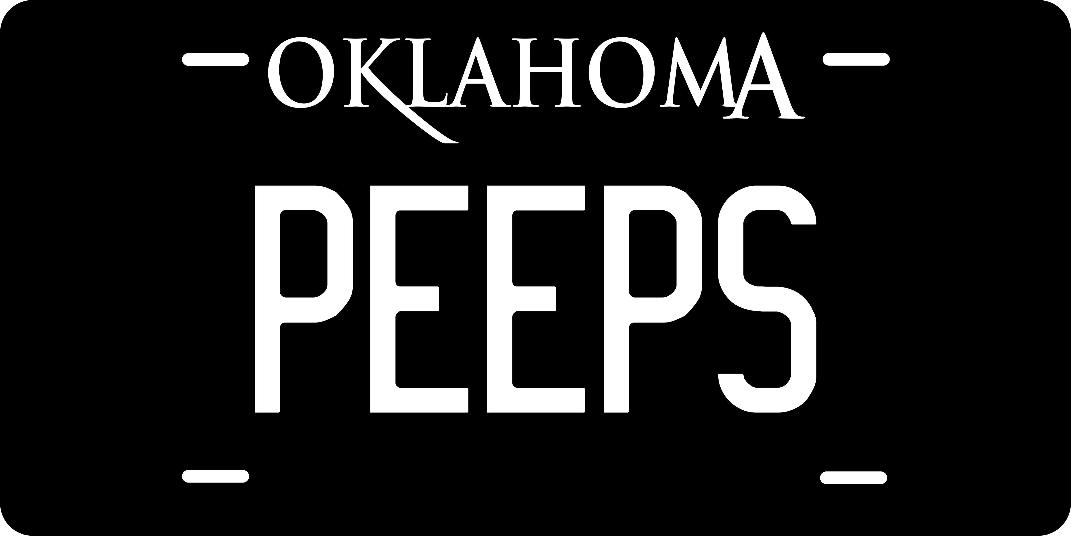 Oklahoma Black White ver2 License Plate Personalized Novelty Fun Car Bike Motorcycle