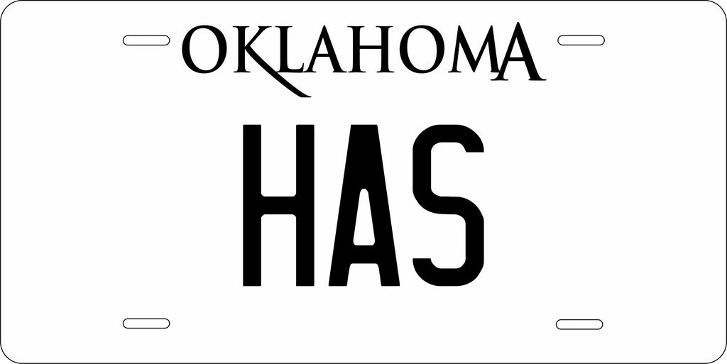 Oklahoma White License Plate Yellow personalized Novelty Fun Car Bike Motorcycle
