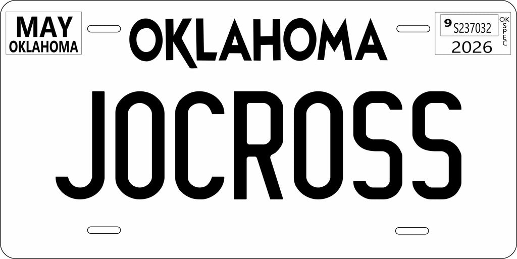 Oklahoma ver2 White License Plate Yellow personalized Novelty Fun Car Bike Motorcycle