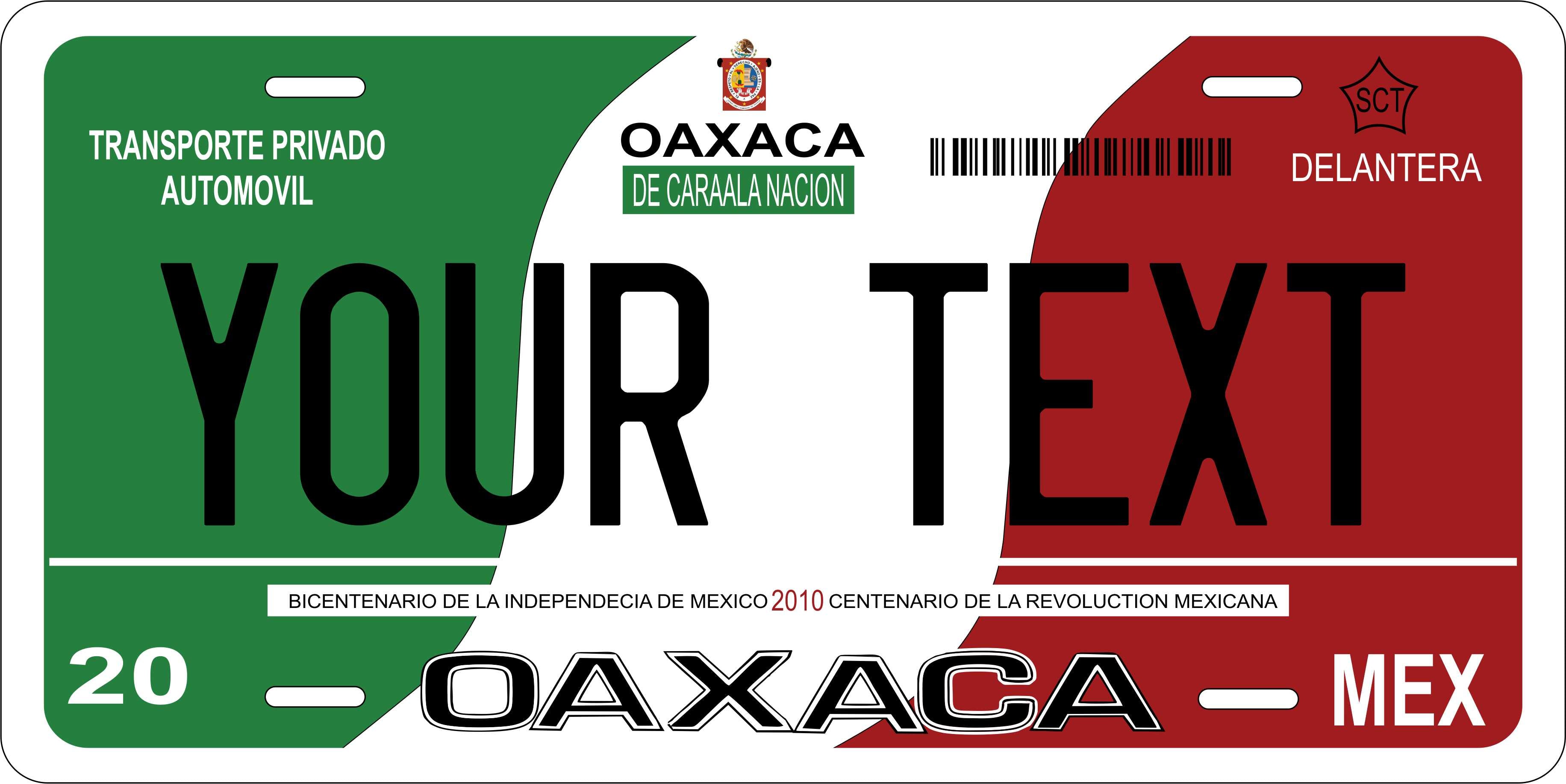 Oaxaca 2009 Mexico CA License Plate Personalized Novelty Fun Car Bike Motorcycle