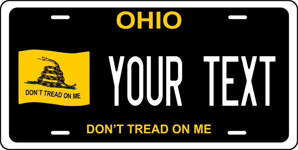 Ohio Don't Trend on Me Black License Plate Personalized Novelty Fun Car Bike Motorcycle
