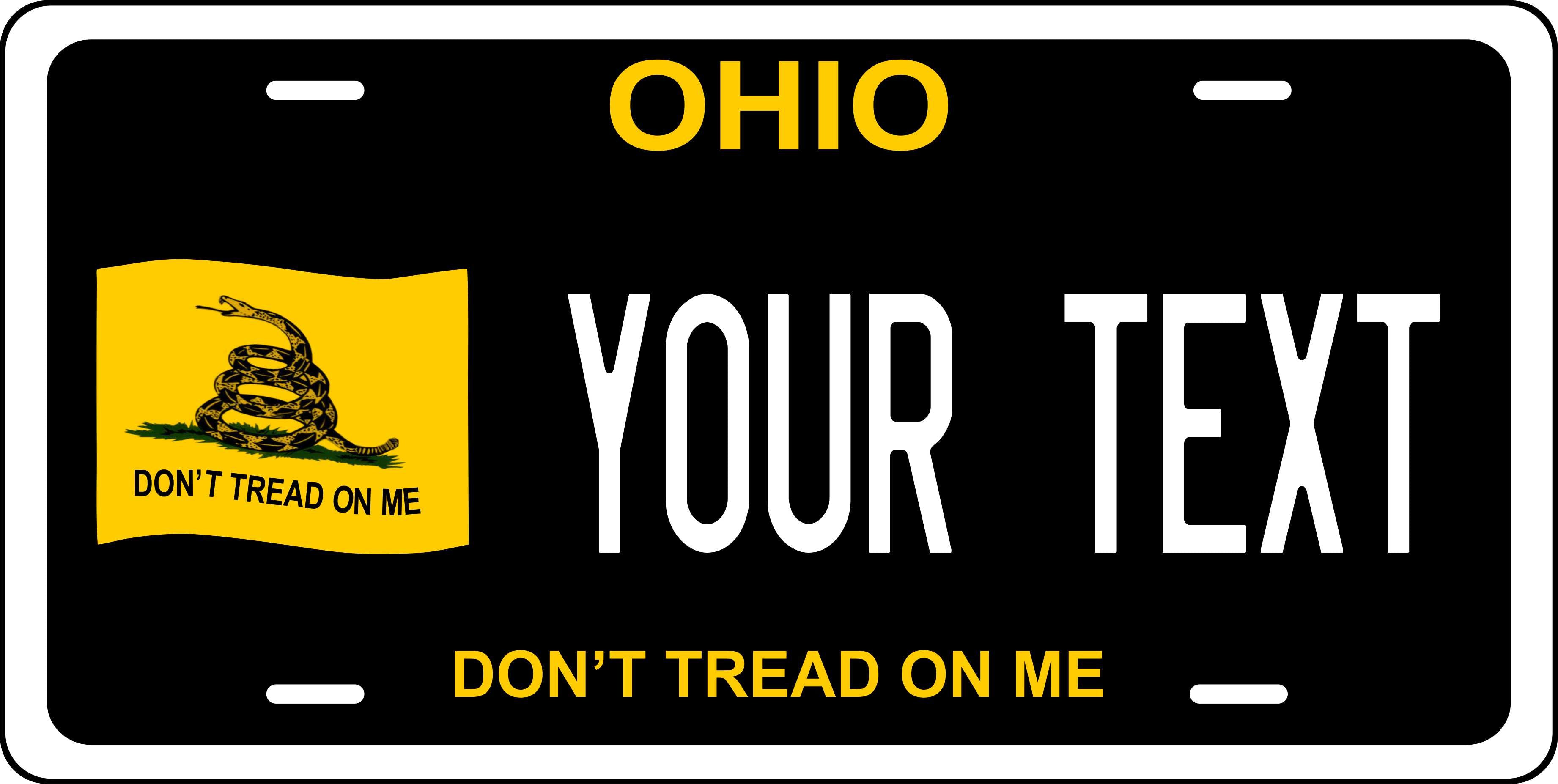 Ohio Don't Trend on Me Black License Plate Personalized Novelty Fun Car Bike Motorcycle