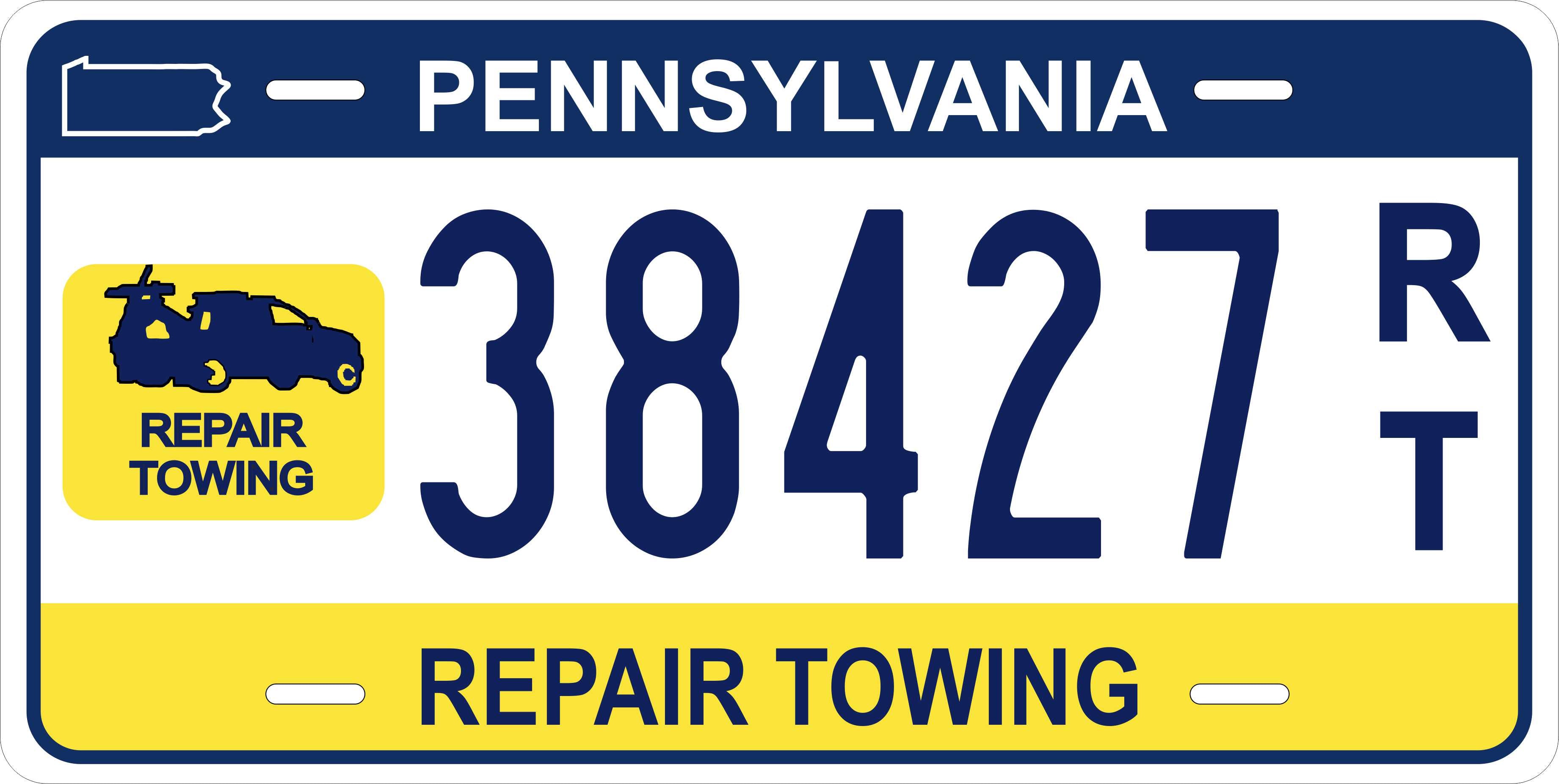 Pennsylvania Repair Towing License Plate Personalized Novelty Fun Car Bike Motorcycle