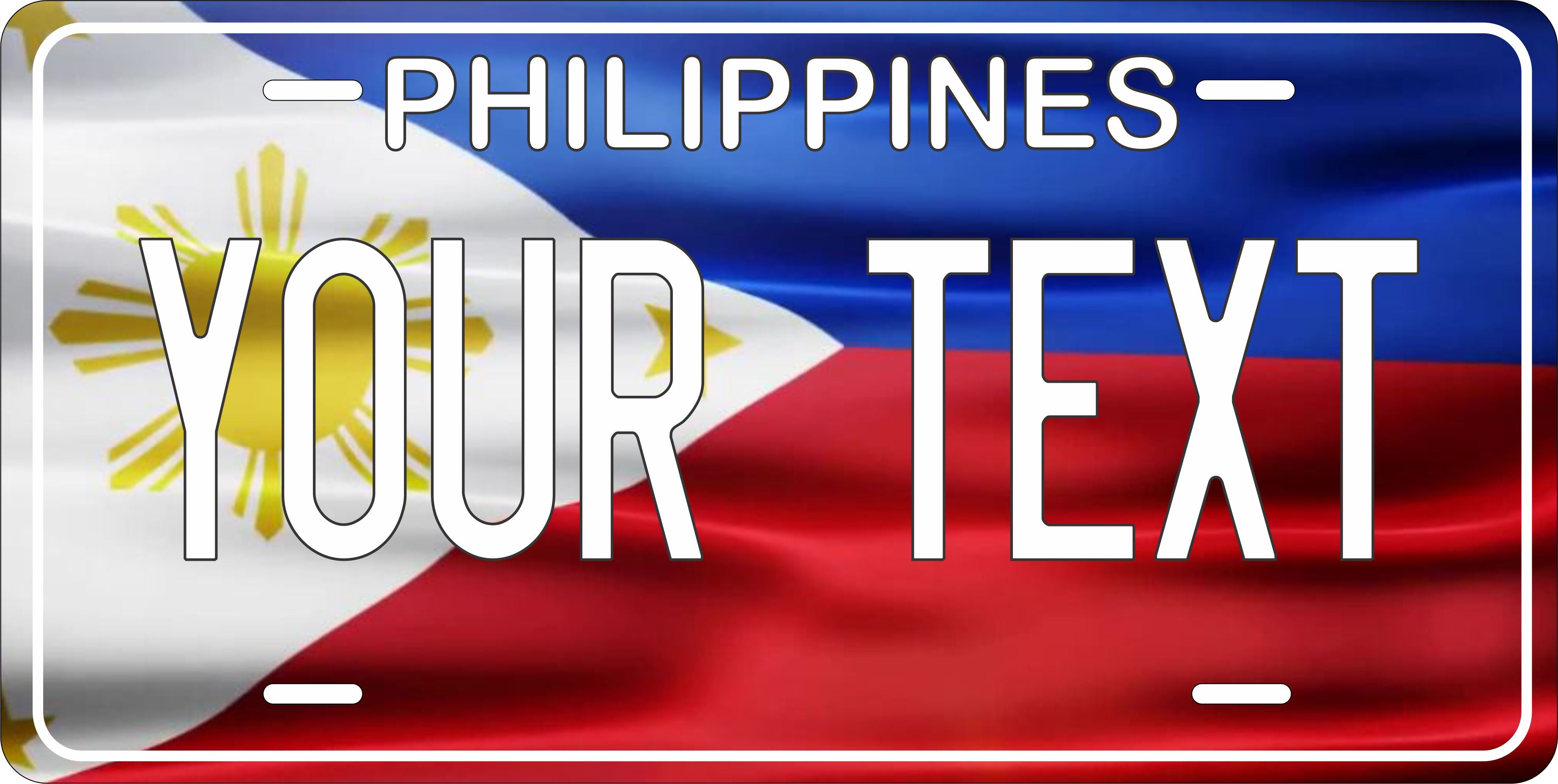 Philippines Asia Flag Wave License Plate personalized Novelty Fun Car Bike Motorcycle