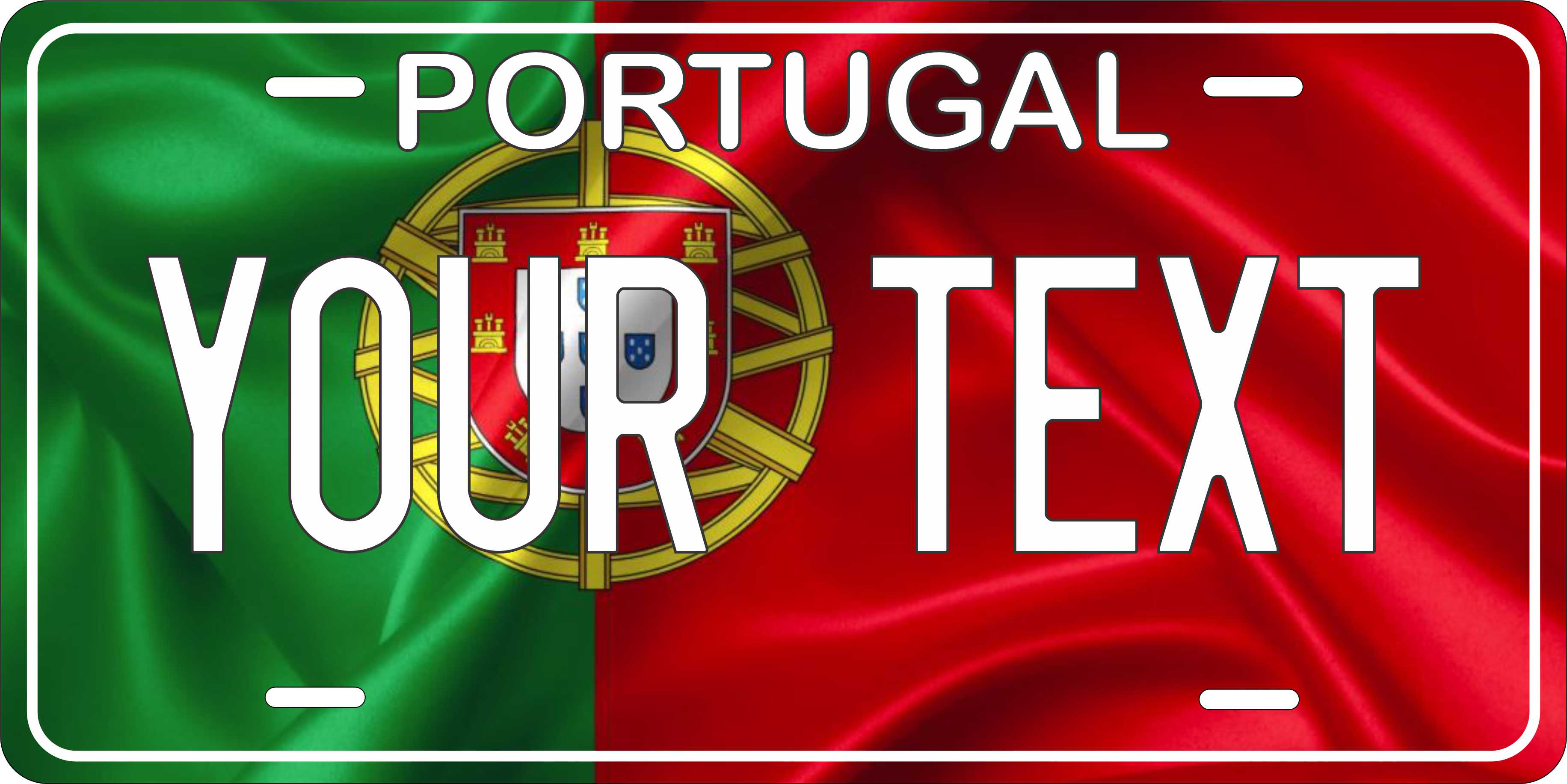 Portugal Europe Flag Wave License Plate personalized Novelty Fun Car Bike Motorcycle