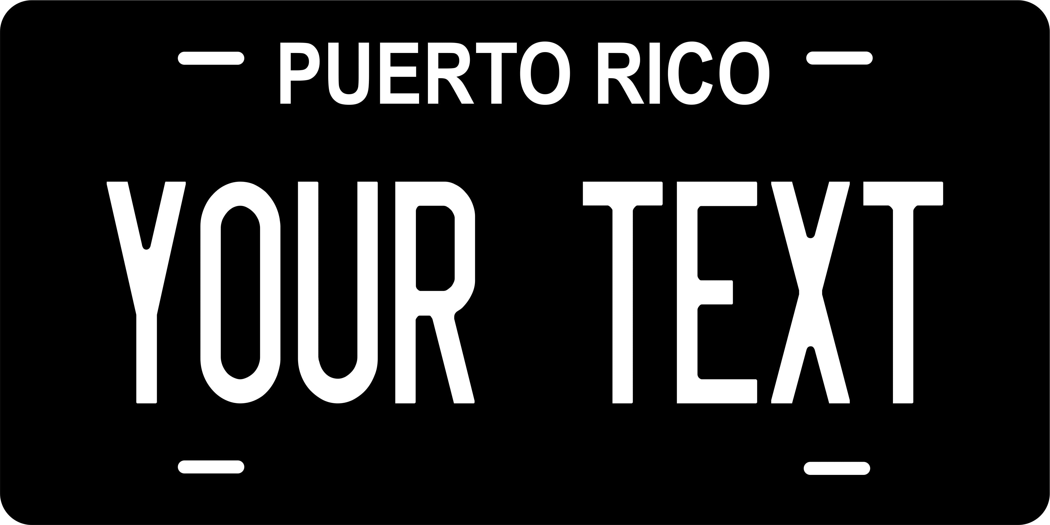 Puerto Rico Black White License Plate Personalized Novelty Fun Car Bike Motorcycle