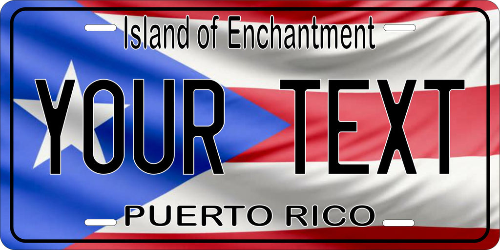Puerto Rico Flag Wave License Plate Personalized Novelty Fun Car Bike Motorcycle
