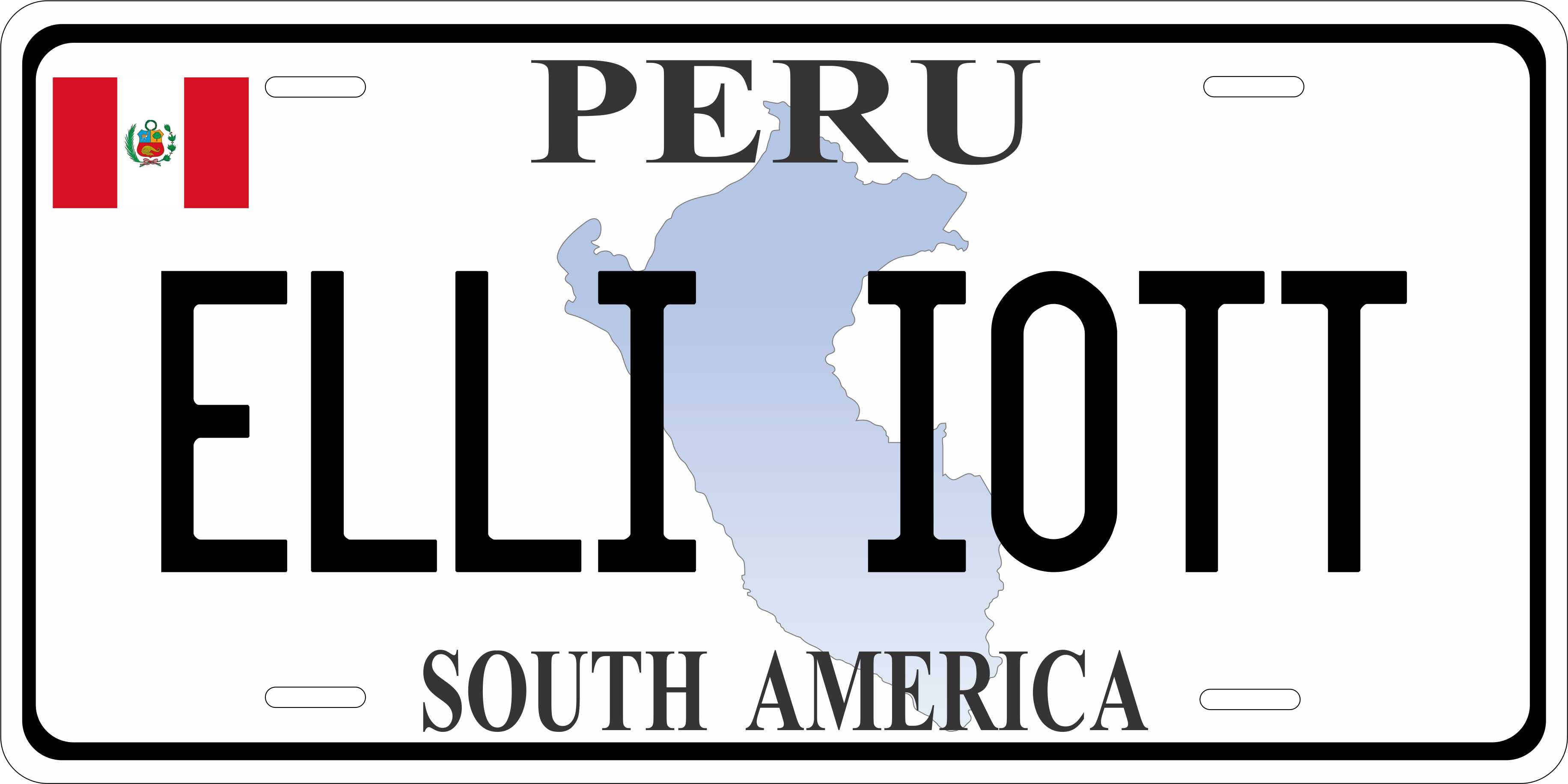 Peru Map CSA License Plate Custom Novelty Car Bike Motorcycle