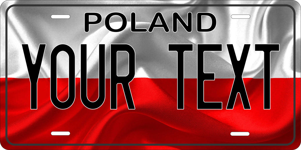 Poland Europe Flag Wave License Plate personalized Novelty Fun Car Bike Motorcycle