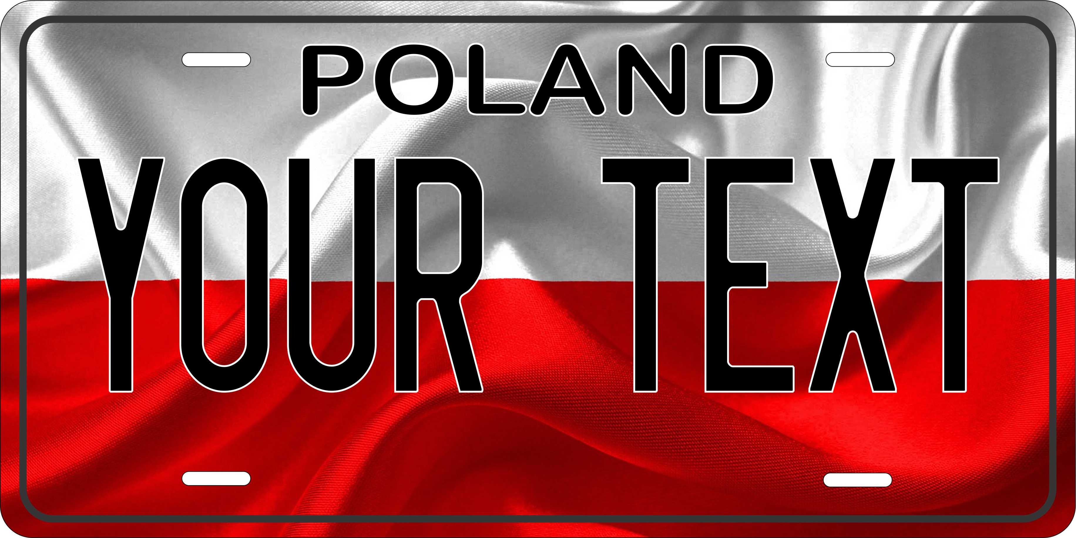 Poland Europe Flag Wave License Plate personalized Novelty Fun Car Bike Motorcycle