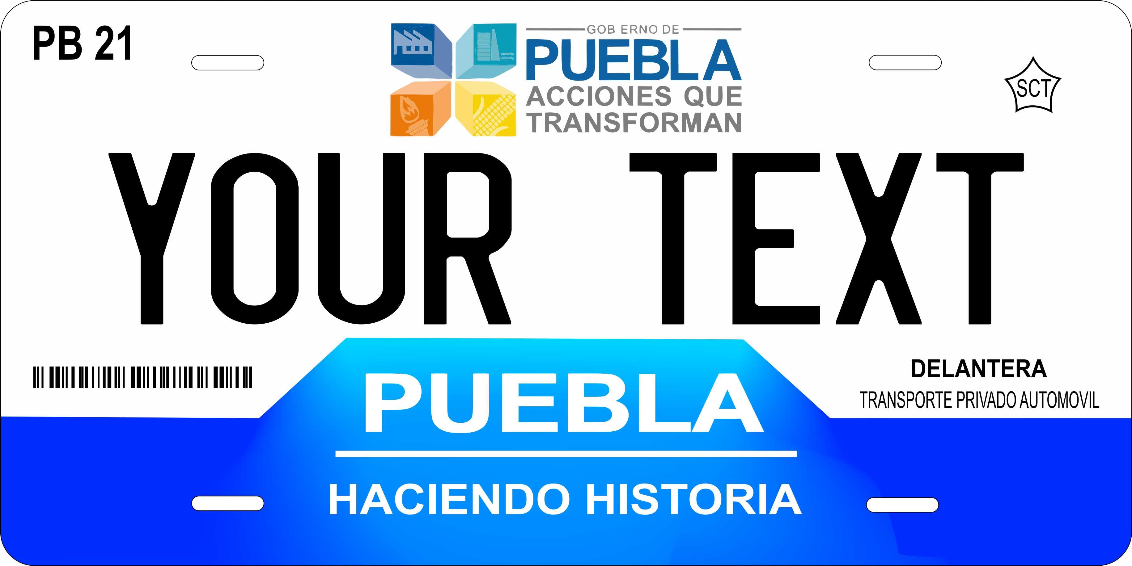 Puebla 2011 Mexico CA License Plate Personalized Novelty Fun Car Bike Motorcycle