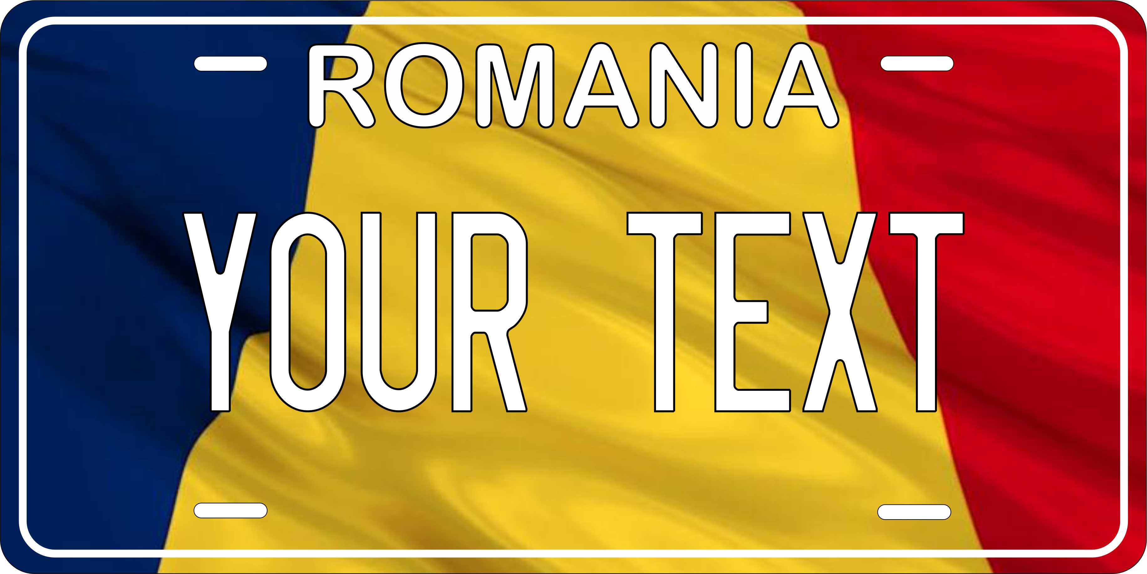 Romania Europe Flag Wave License Plate personalized Novelty Fun Car Bike Motorcycle