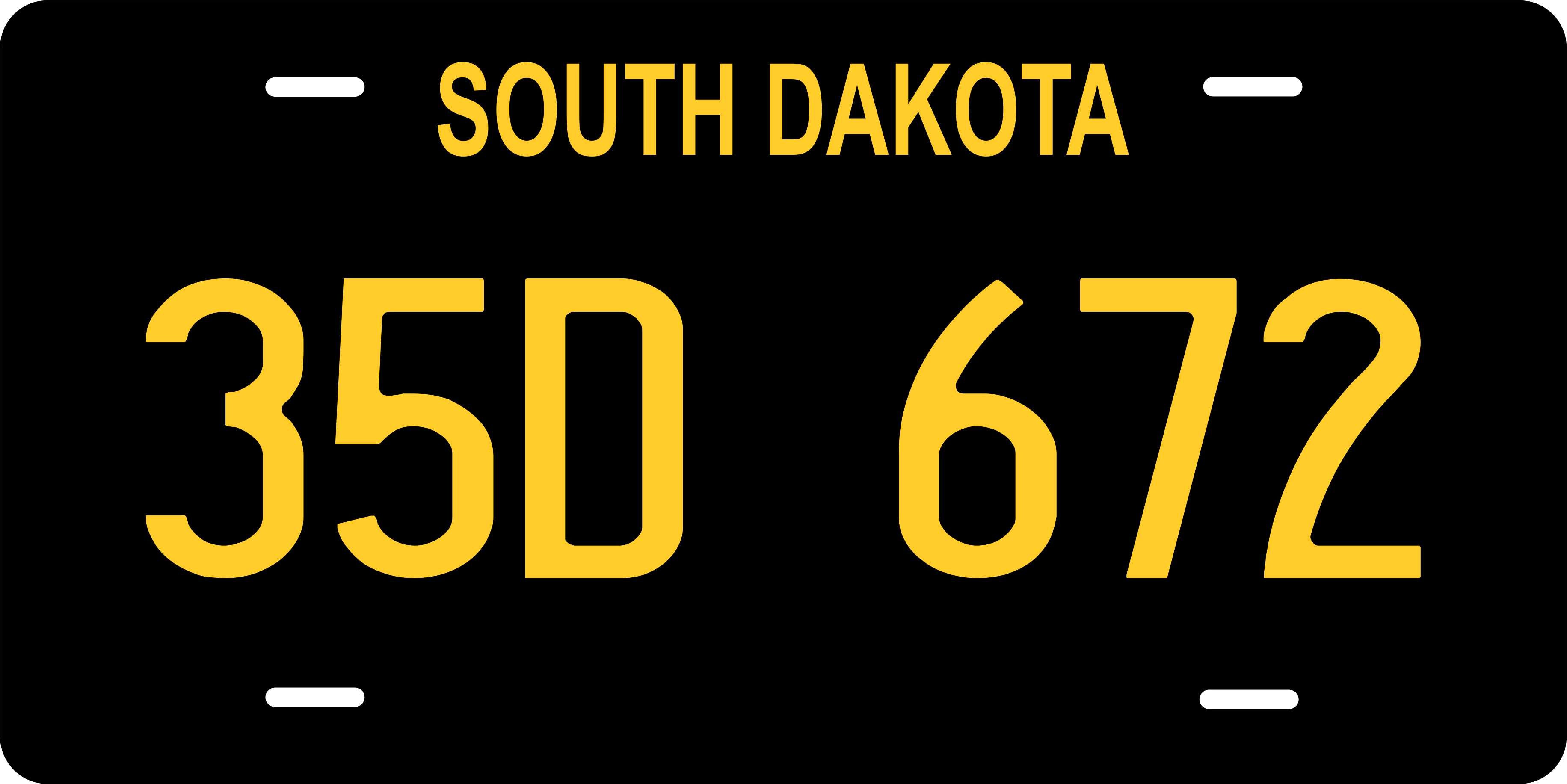 South Dakota Black Yellow License Plate Personalized Novelty Fun Car Bike Motorcycle