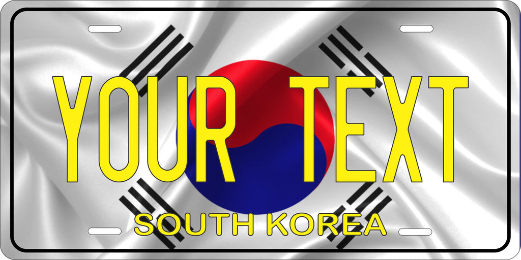 S Korea Asia Flag Wave License Plate personalized Novelty Fun Car Bike Motorcycle