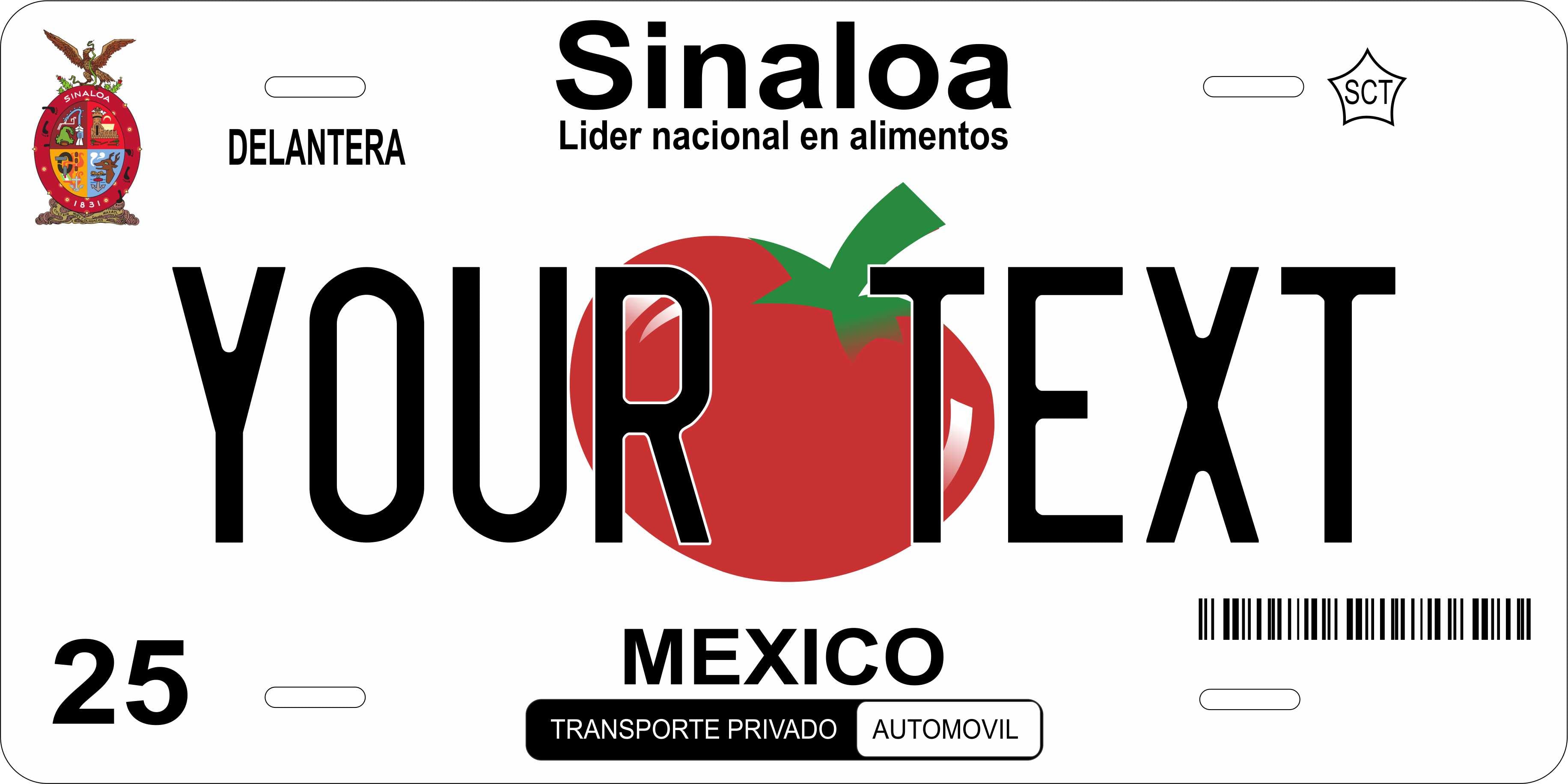 Sinaloa 2006 Mexico CA License Plate Personalized Novelty Fun Car Bike Motorcycle