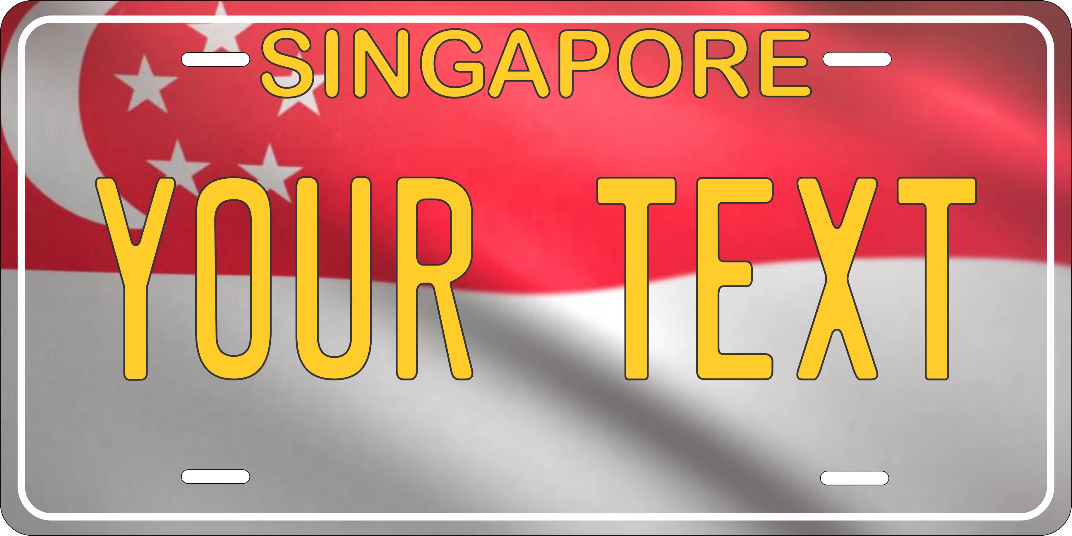 Singapore Asia Flag Wave License Plate personalized Novelty Fun Car Bike Motorcycle