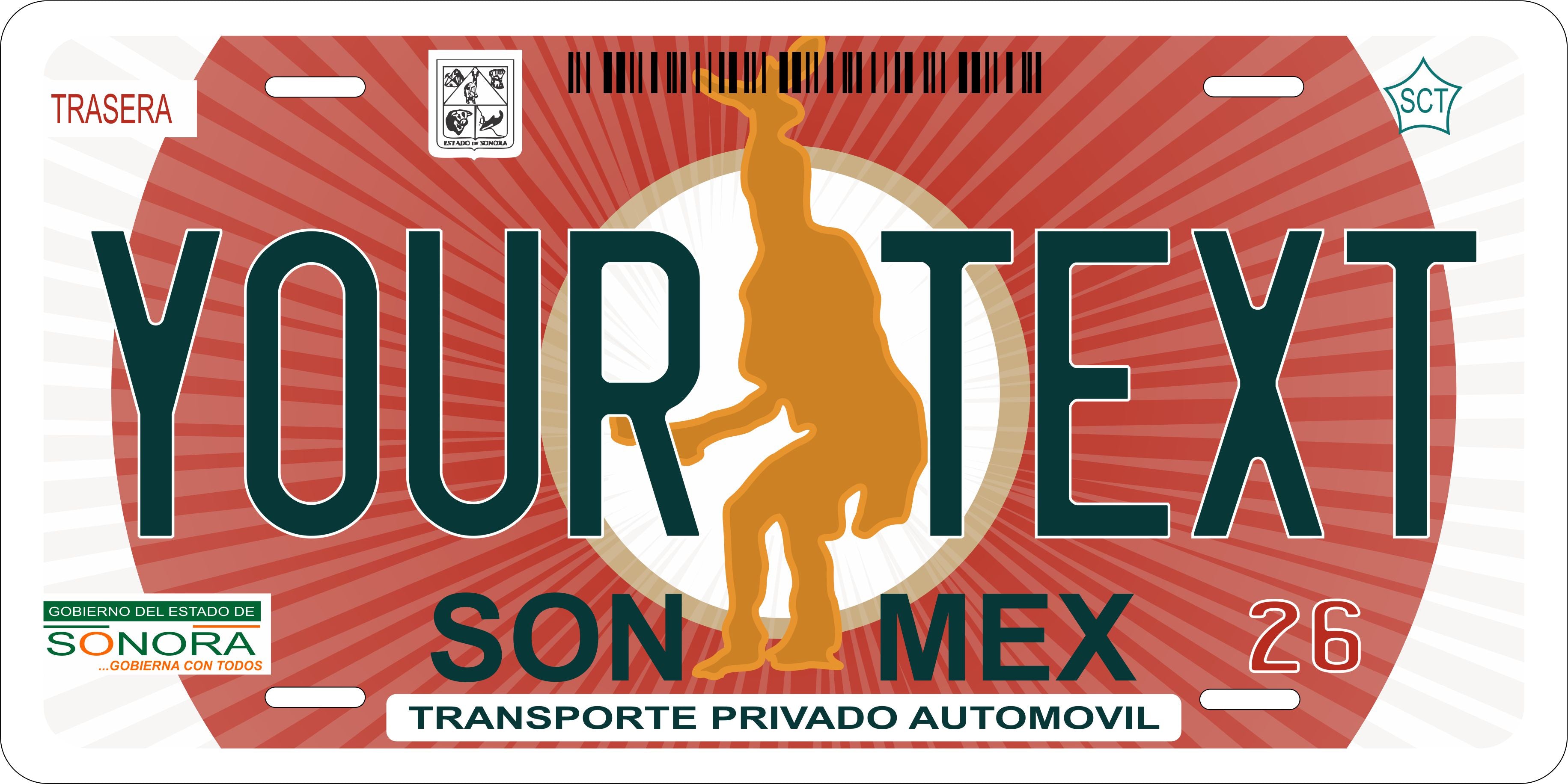 Sonora 2002 Mexico CA License Plate Personalized Novelty Fun Car Bike Motorcycle