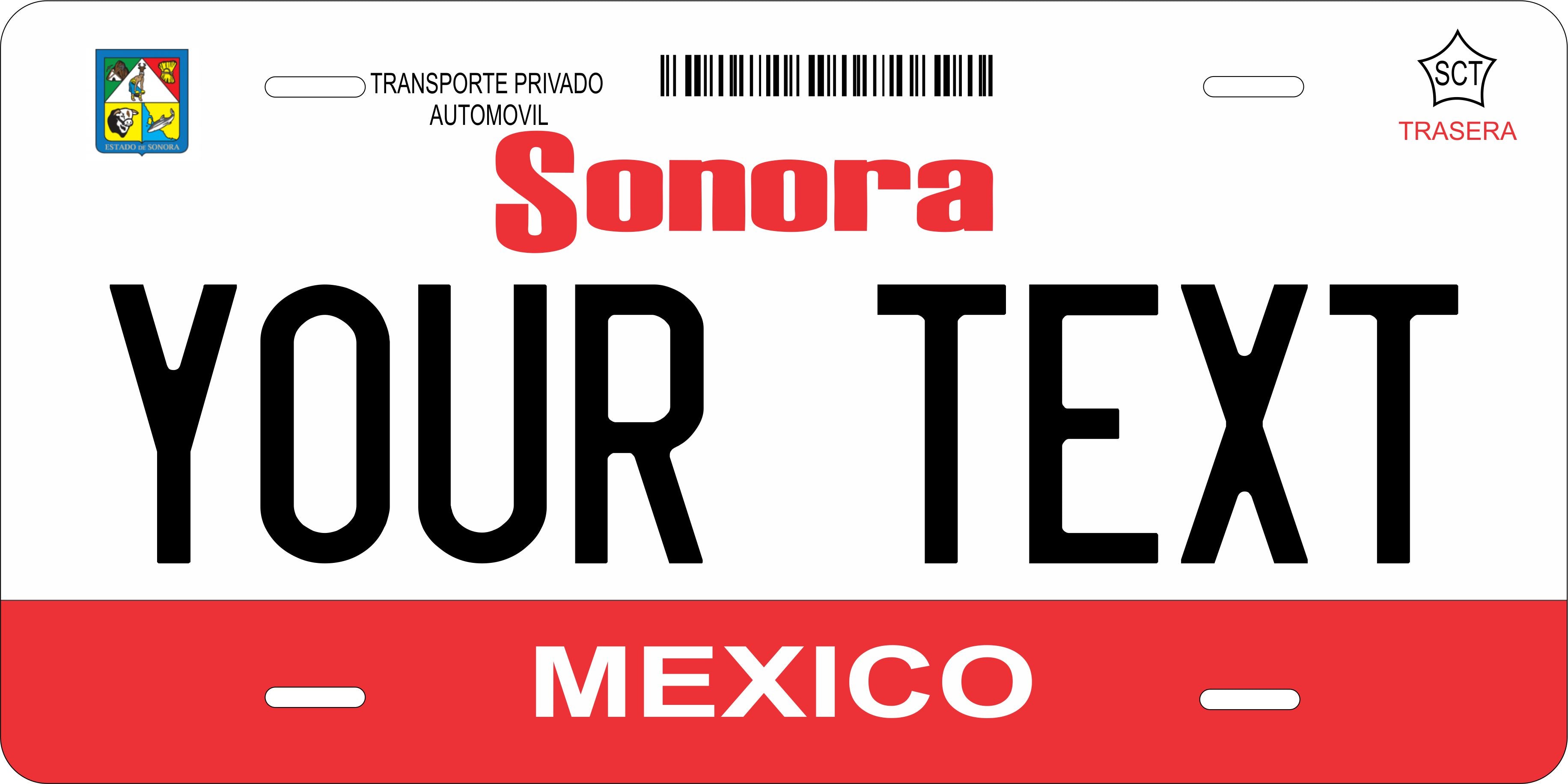 Sonora 2008 Mexico CA License Plate Personalized Novelty Fun Car Bike Motorcycle