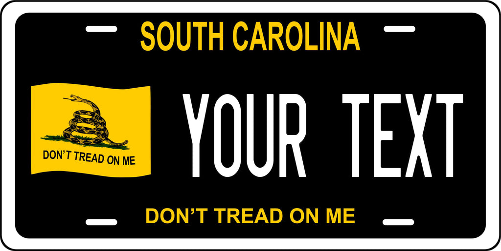 South Carolina Don't Tread on Me Black License Plate Personalized Novelty Fun Car Bike Motorcycle