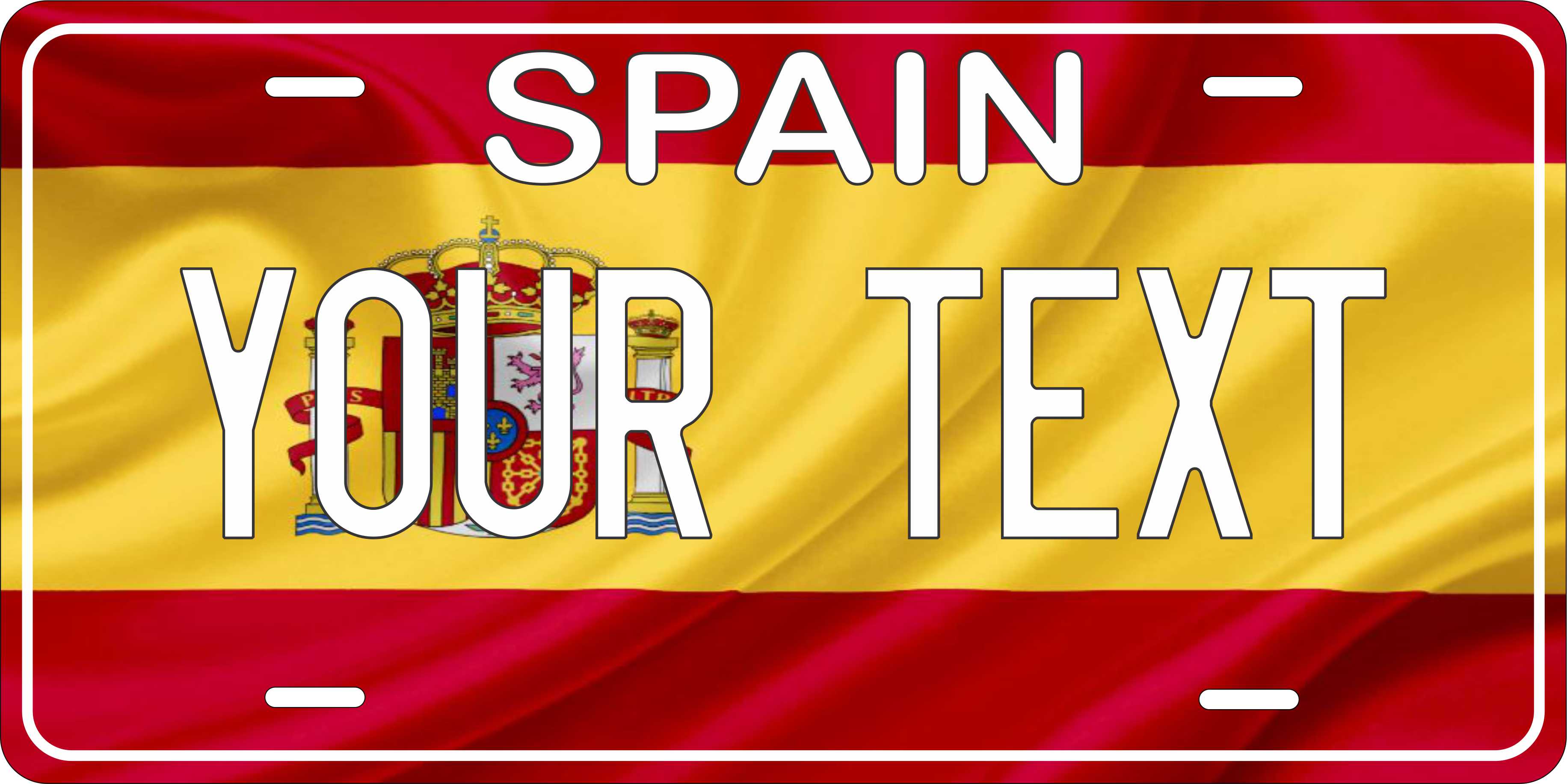 Spain Europe Flag Wave License Plate personalized Novelty Fun Car Bike Motorcycle