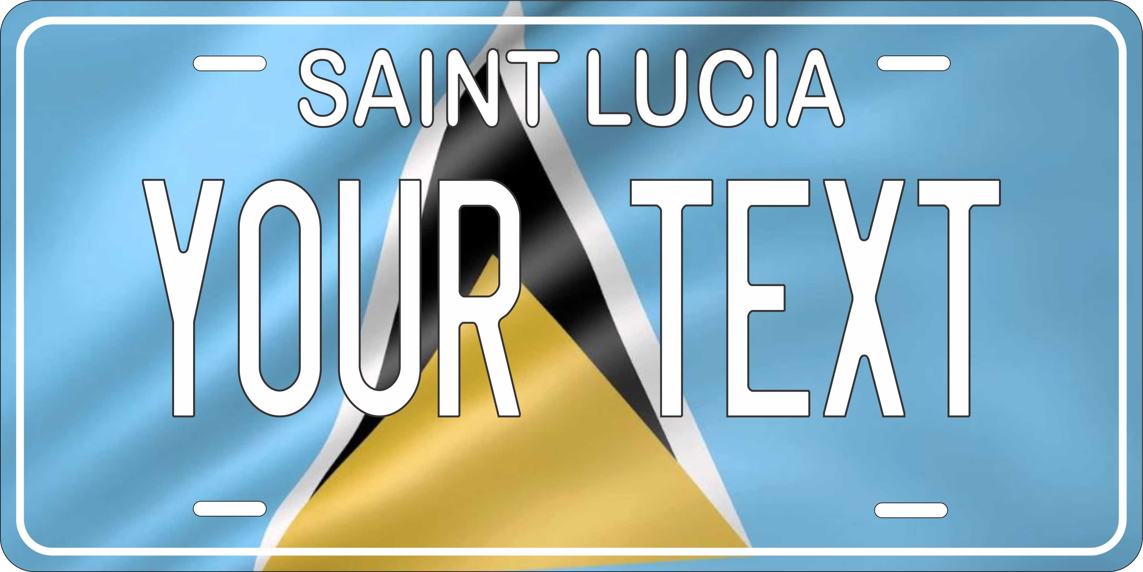 St Lucia Flag Wave CARI License Plate Custom Novelty Car Bike Motorcycle
