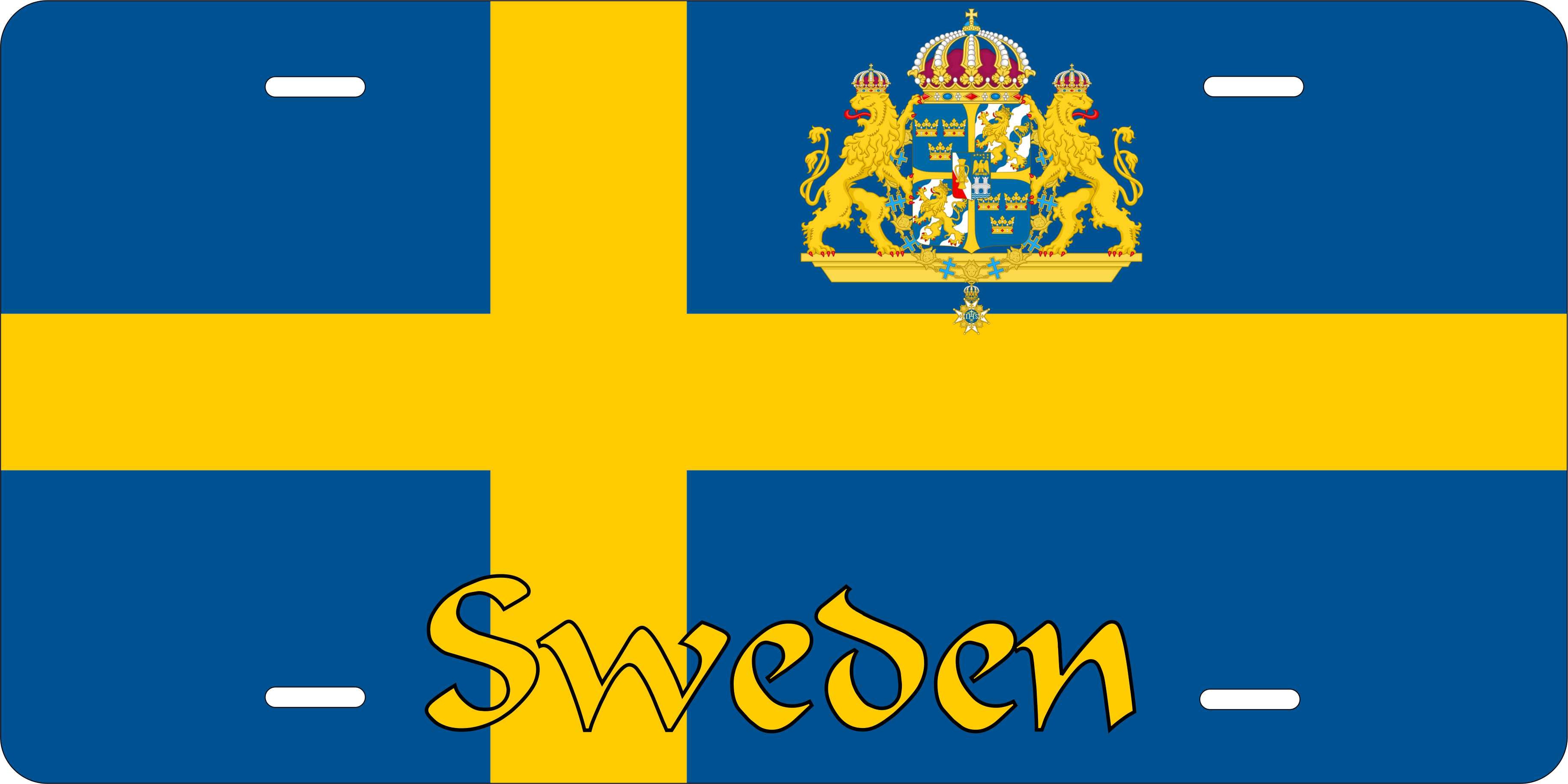 Sweden Europe Flag  License Plate personalized Novelty Fun Car Bike Motorcycle
