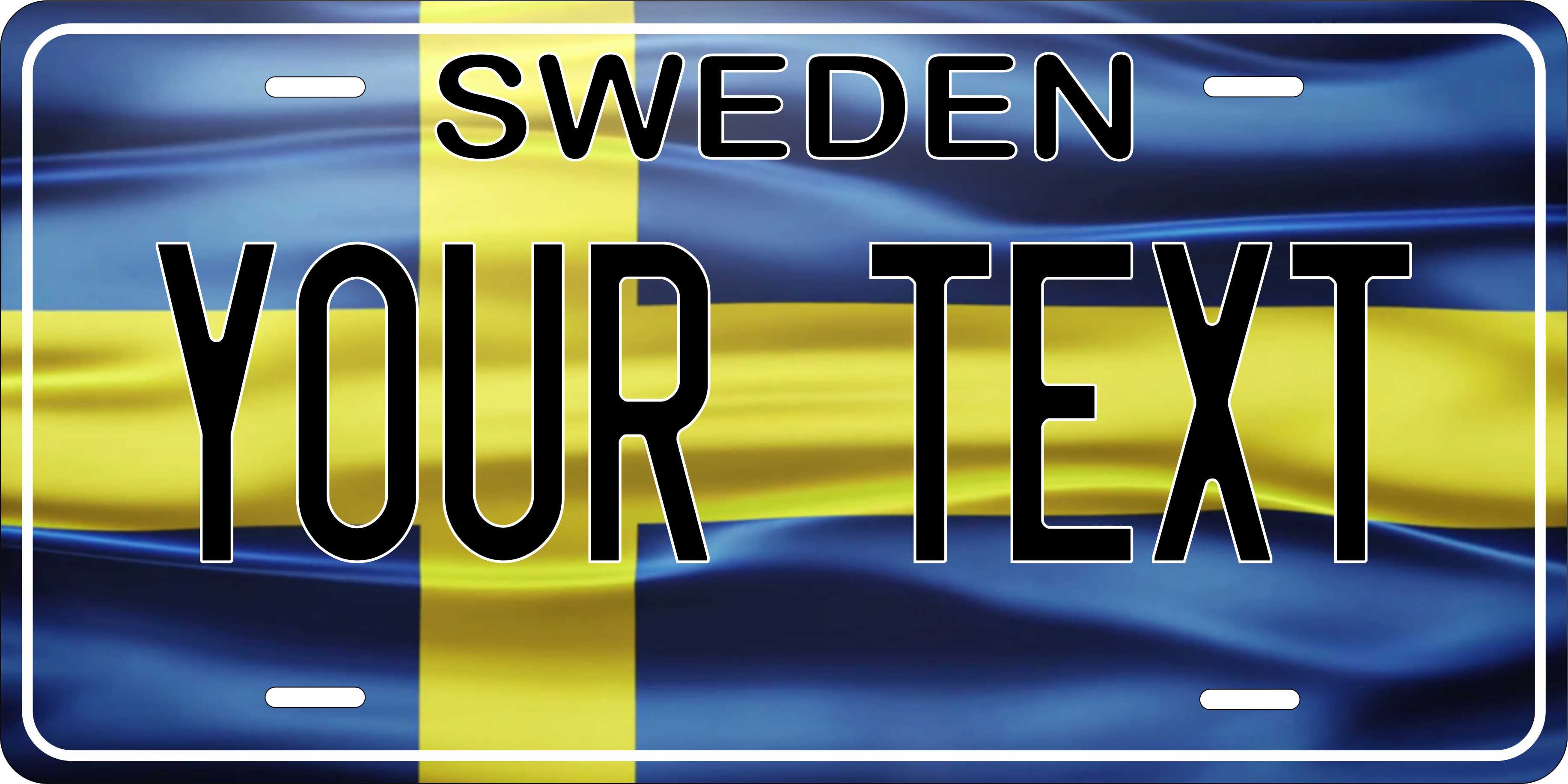 Sweden Europe Flag Wave License Plate personalized Novelty Fun Car Bike Motorcycle