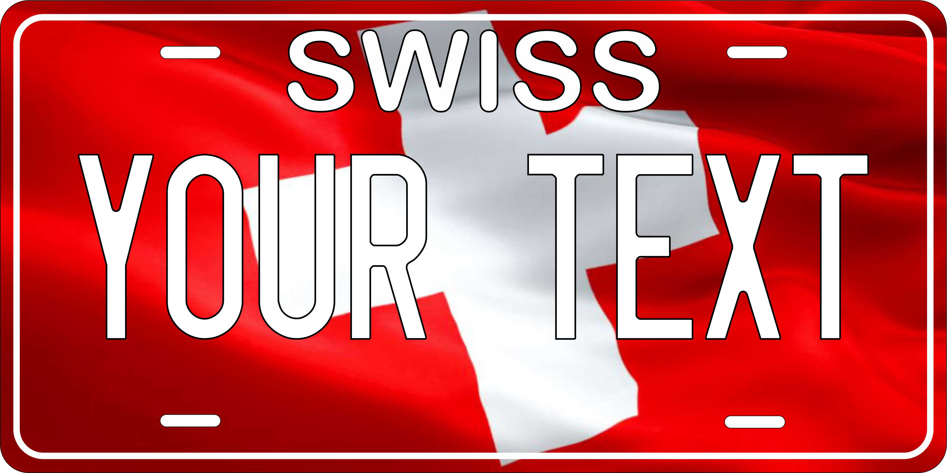 Swiss Europe Flag Wave License Plate personalized Novelty Fun Car Bike Motorcycle