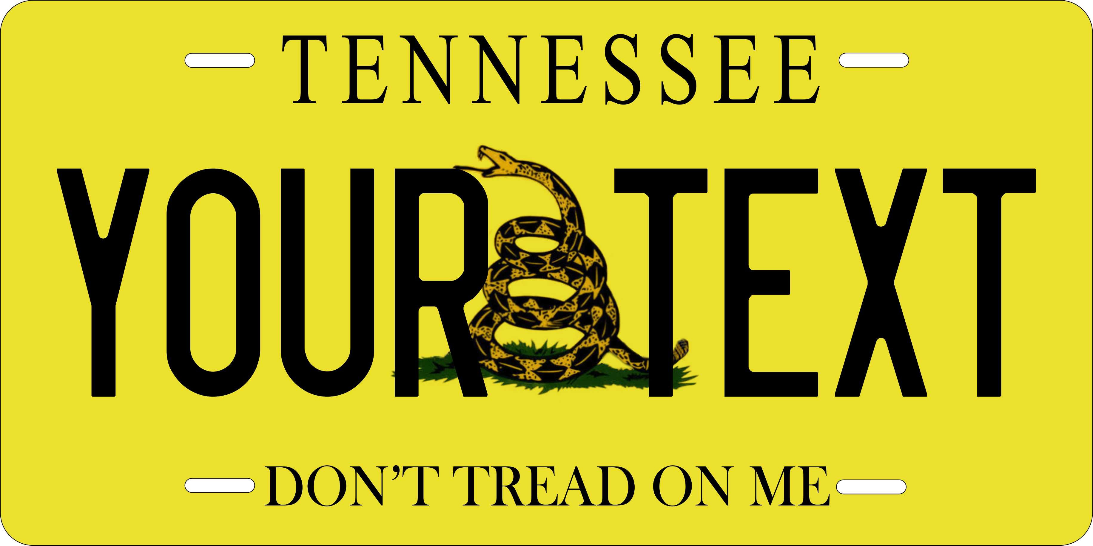 Tennessee Don't Tread on Me Yellow License Plate Personalized Novelty Fun Car Bike Motorcycle