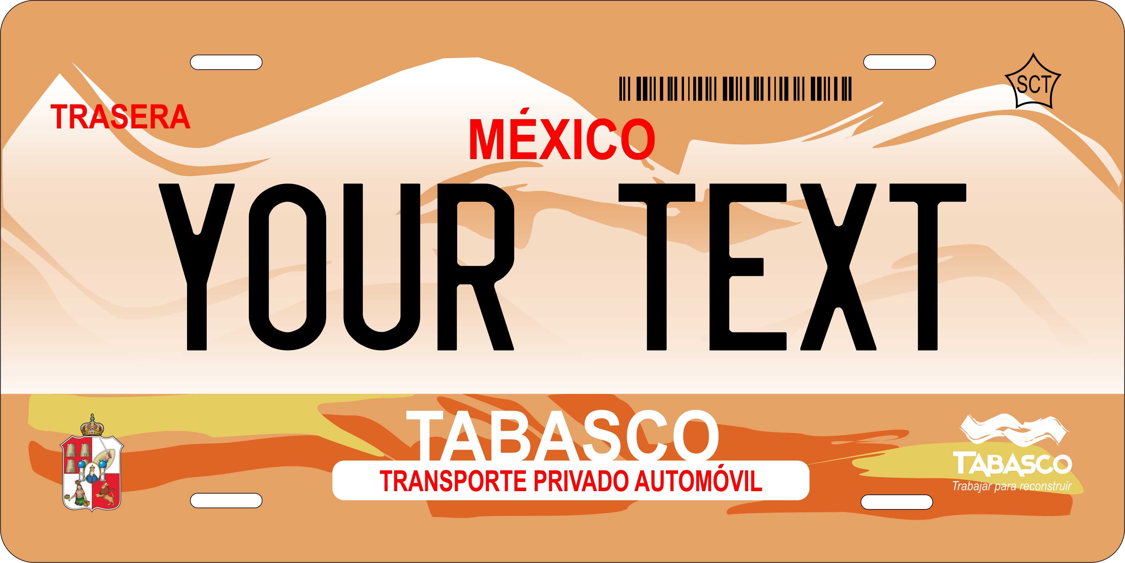Tabasco 2009 Mexico CA License Plate Personalized Novelty Fun Car Bike Motorcycle