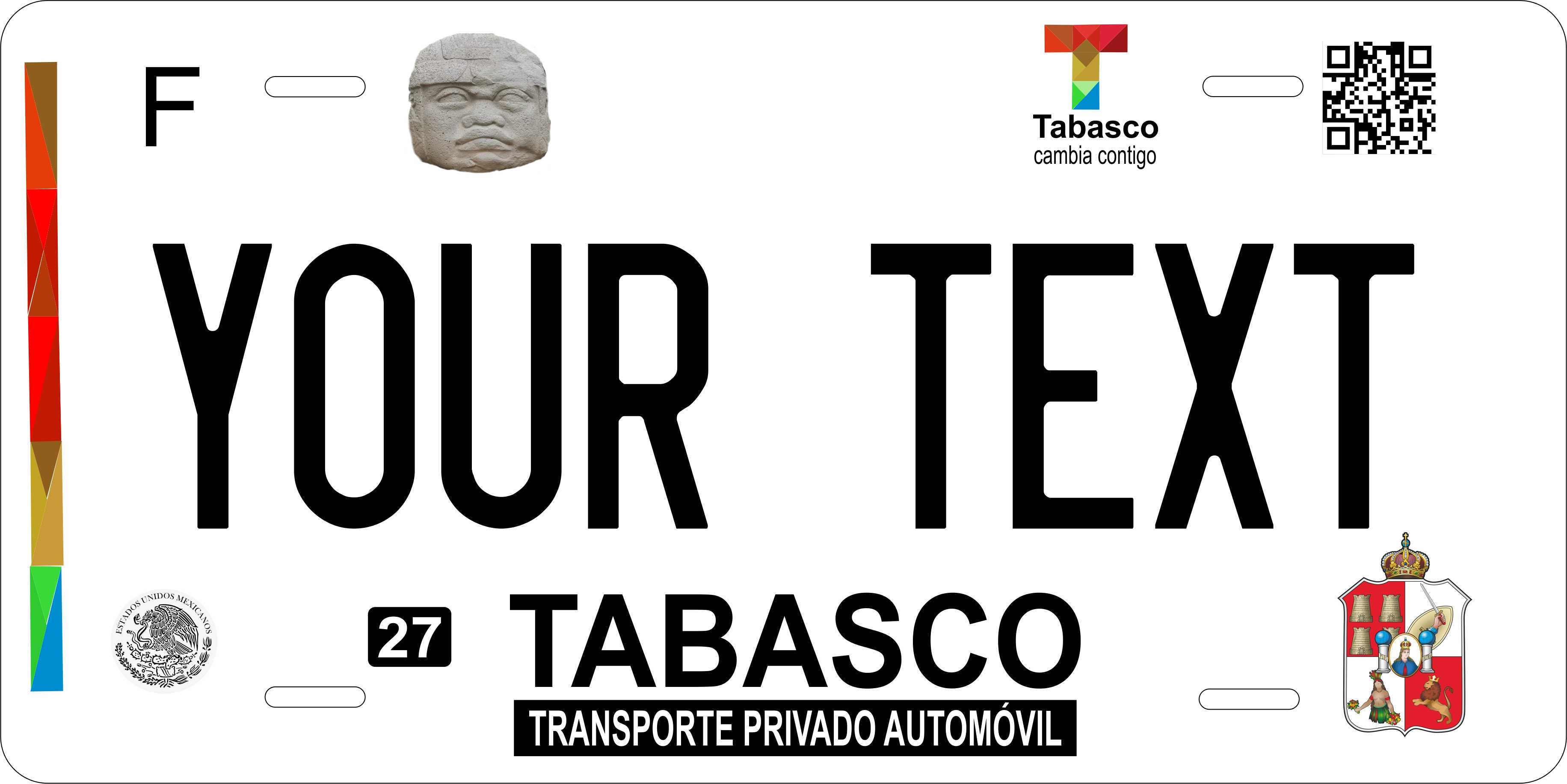 Tabasco 2016 Mexico CA License Plate Personalized Novelty Fun Car Bike Motorcycle