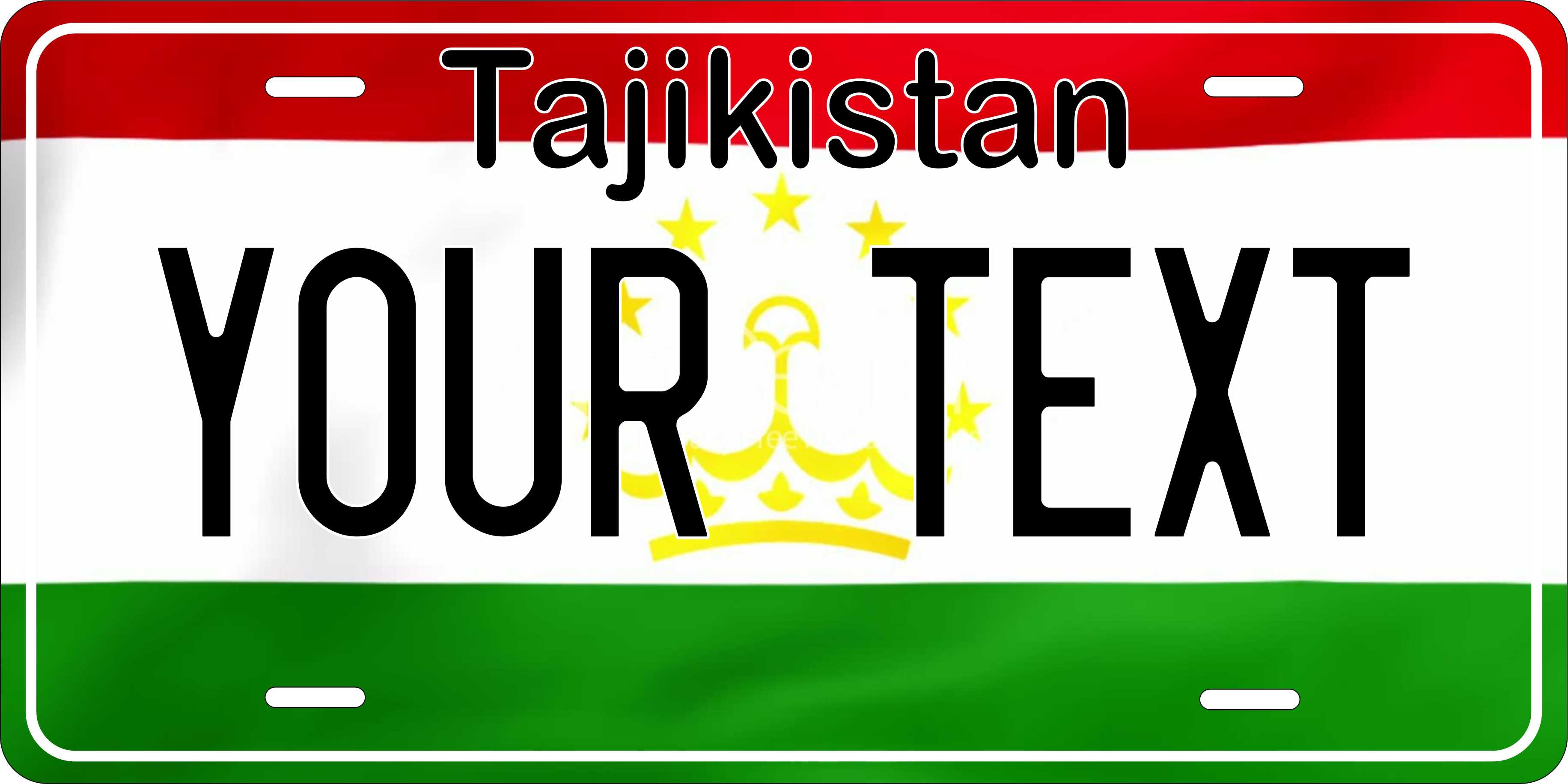 Tajikistan  Asia Flag Wave License Plate personalized Novelty Fun Car Bike Motorcycle